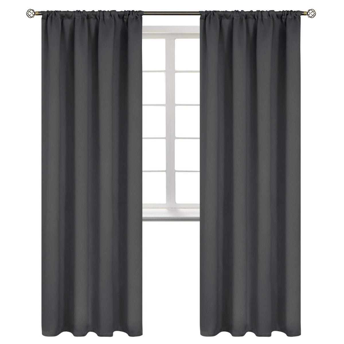 Rod Pocket Blackout Curtains for Bedroom 84 Inches Length (2 Count)