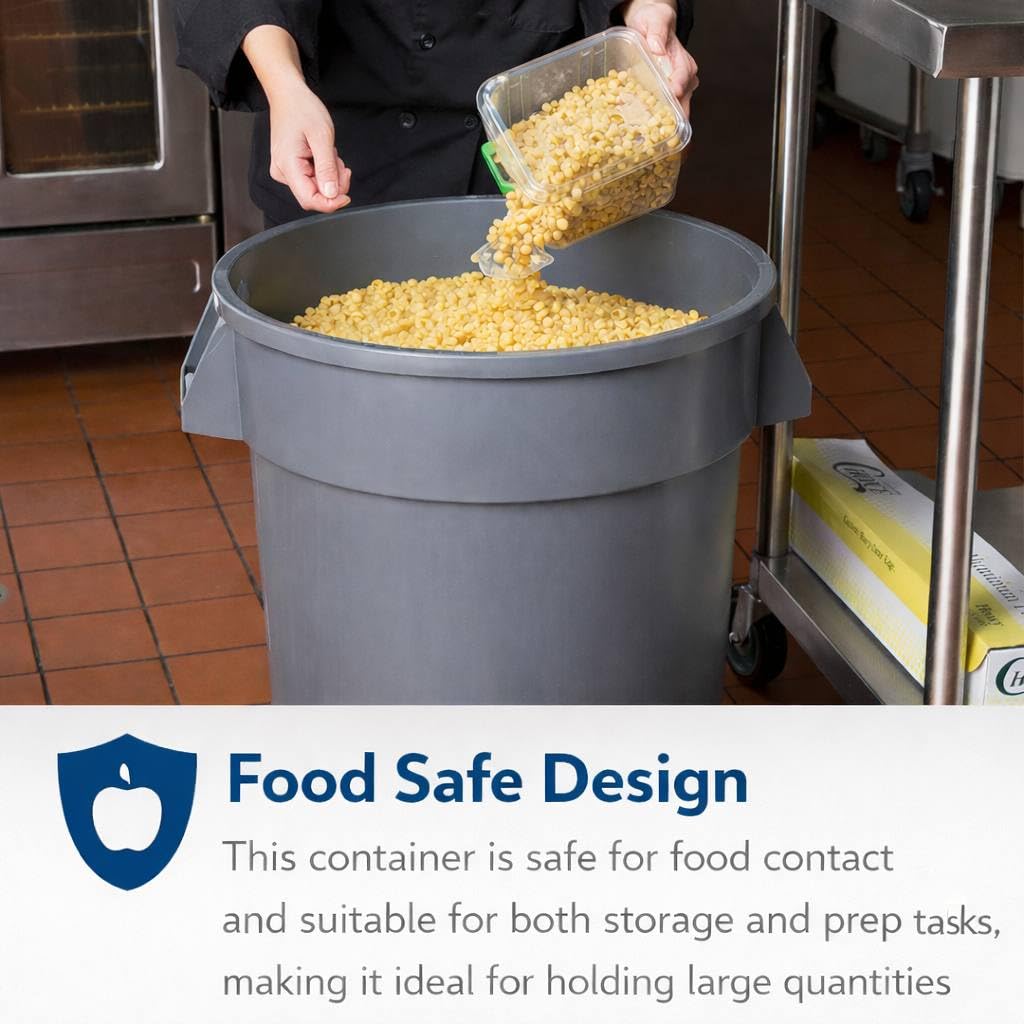 32 Gallon Blue Round Commercial Trash Can with Lid