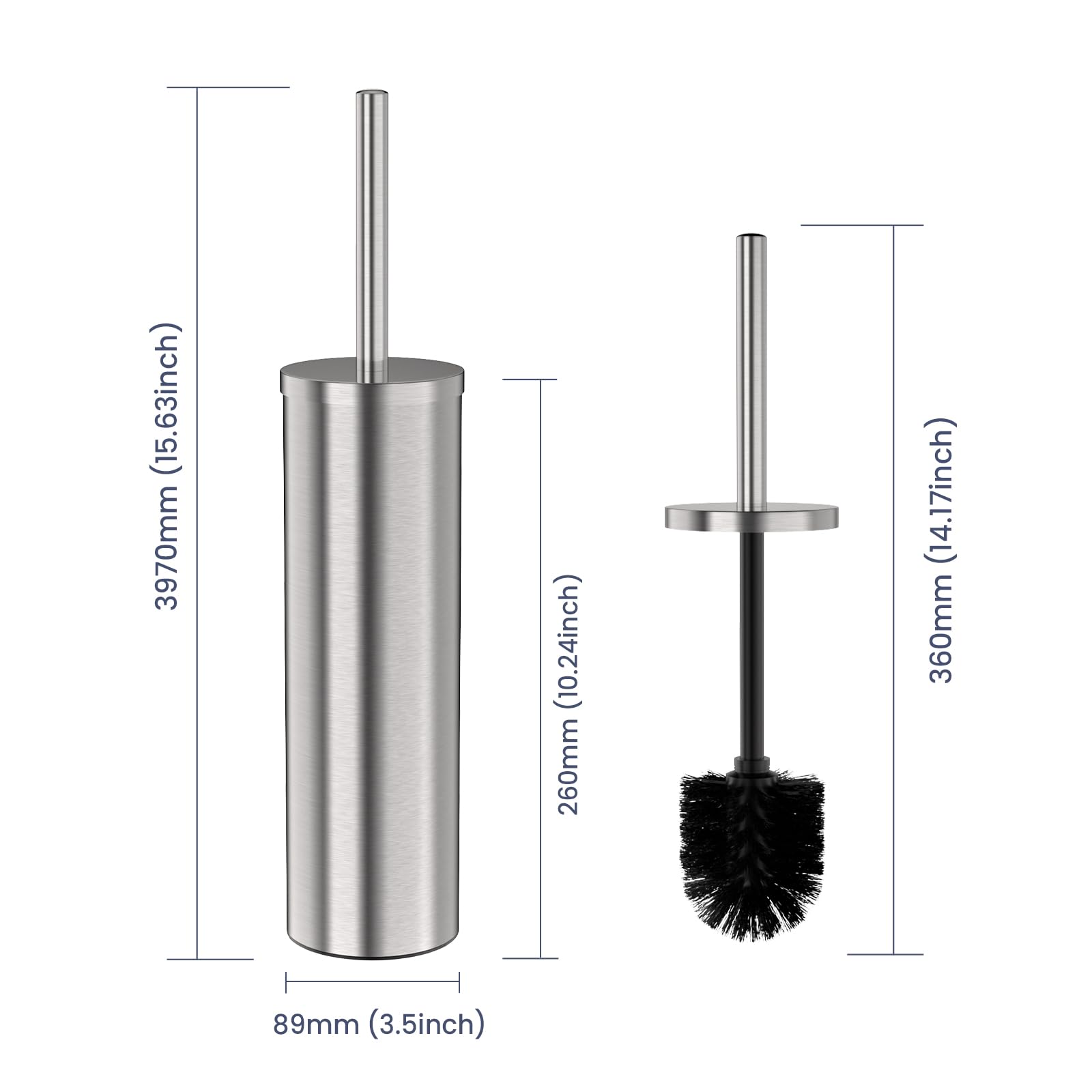 Stainless Steel Toilet Bowl Brush and Holder for Bathroom