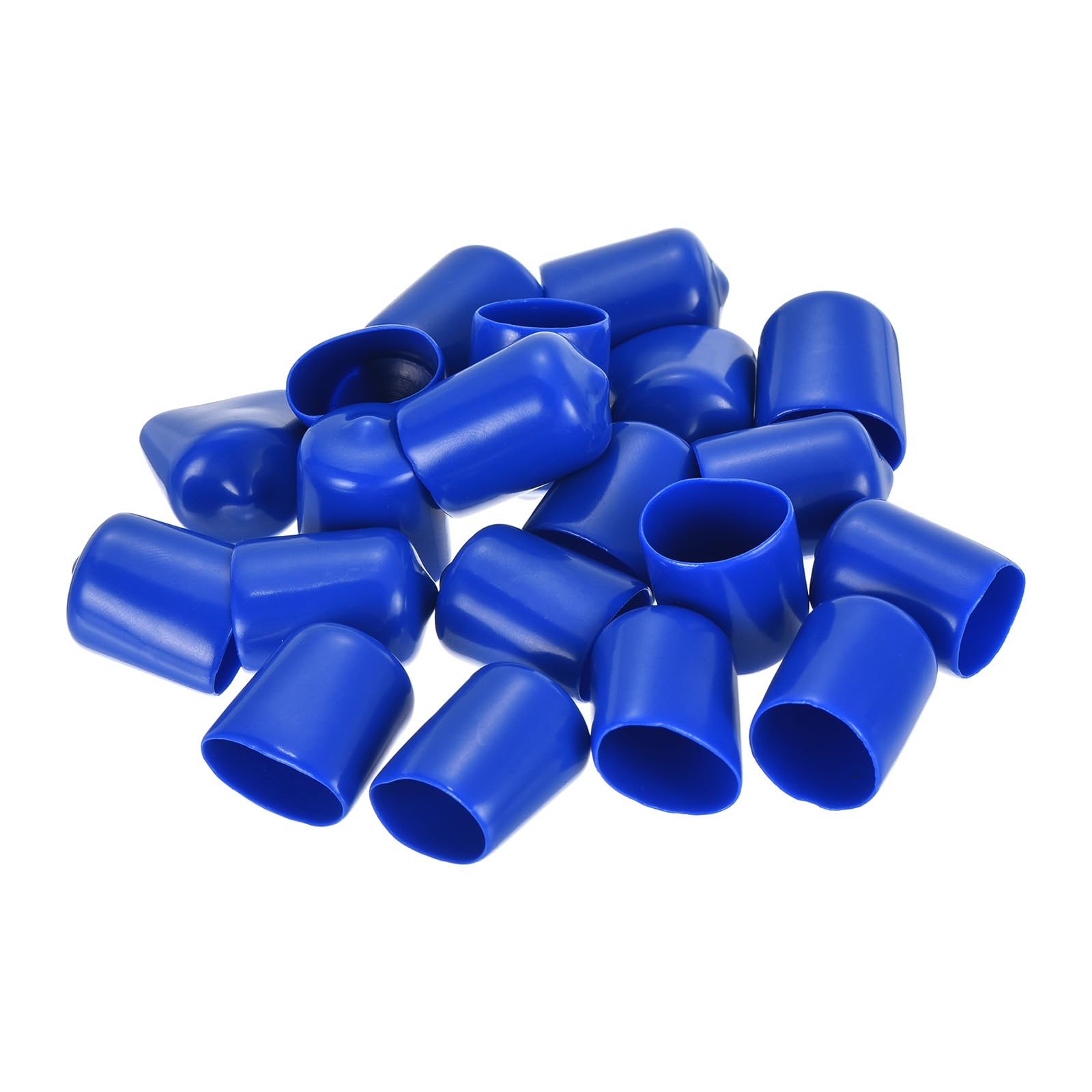 20pcs Rubber End Caps 15mm ID Vinyl Round Tube Bolt Cap Cover Screw Thread Protectors Blue