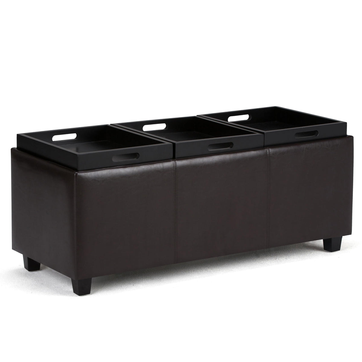 Avalon 48" Wide Vegan Leather Storage Ottoman in Grey