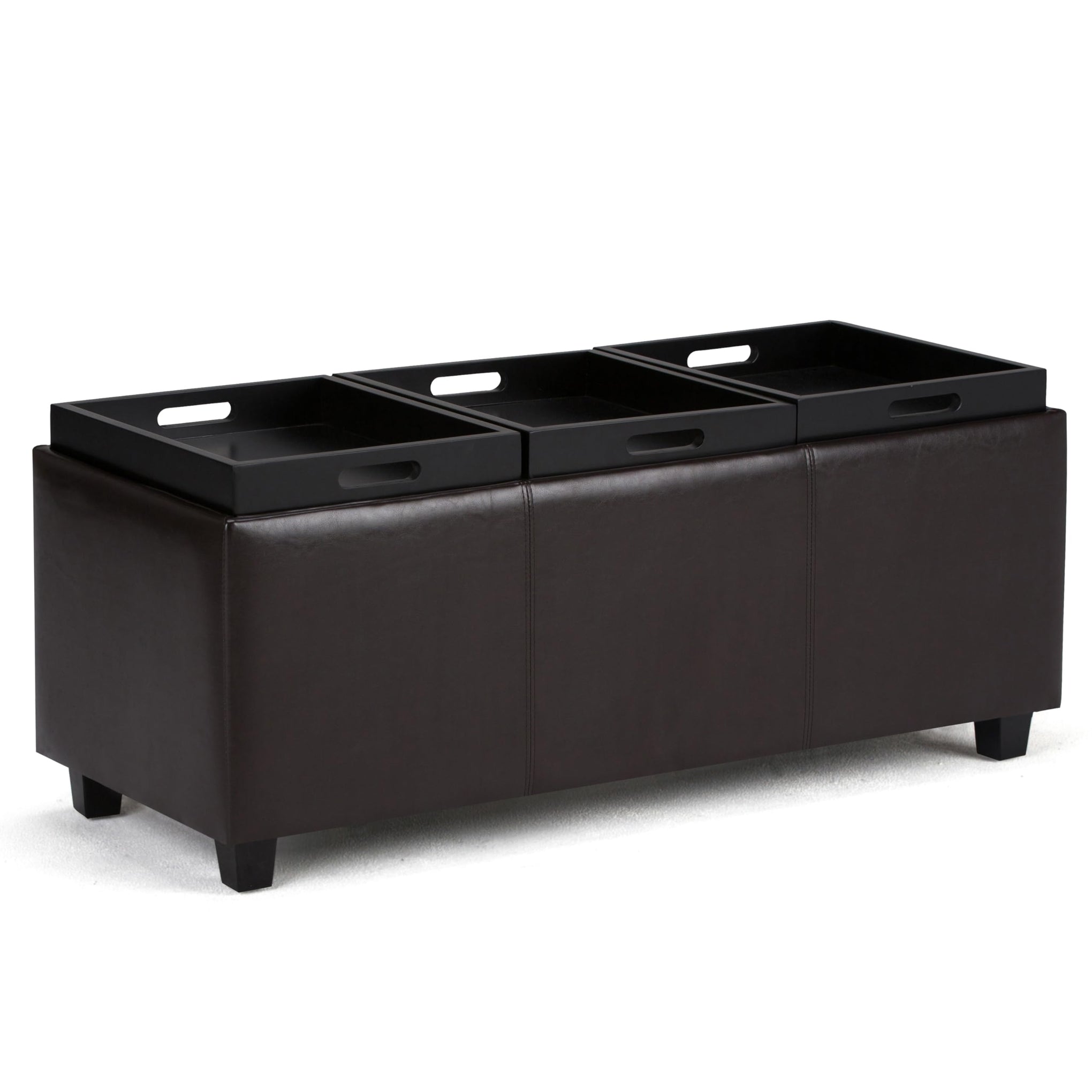 Avalon 48" Wide Vegan Leather Storage Ottoman in Grey