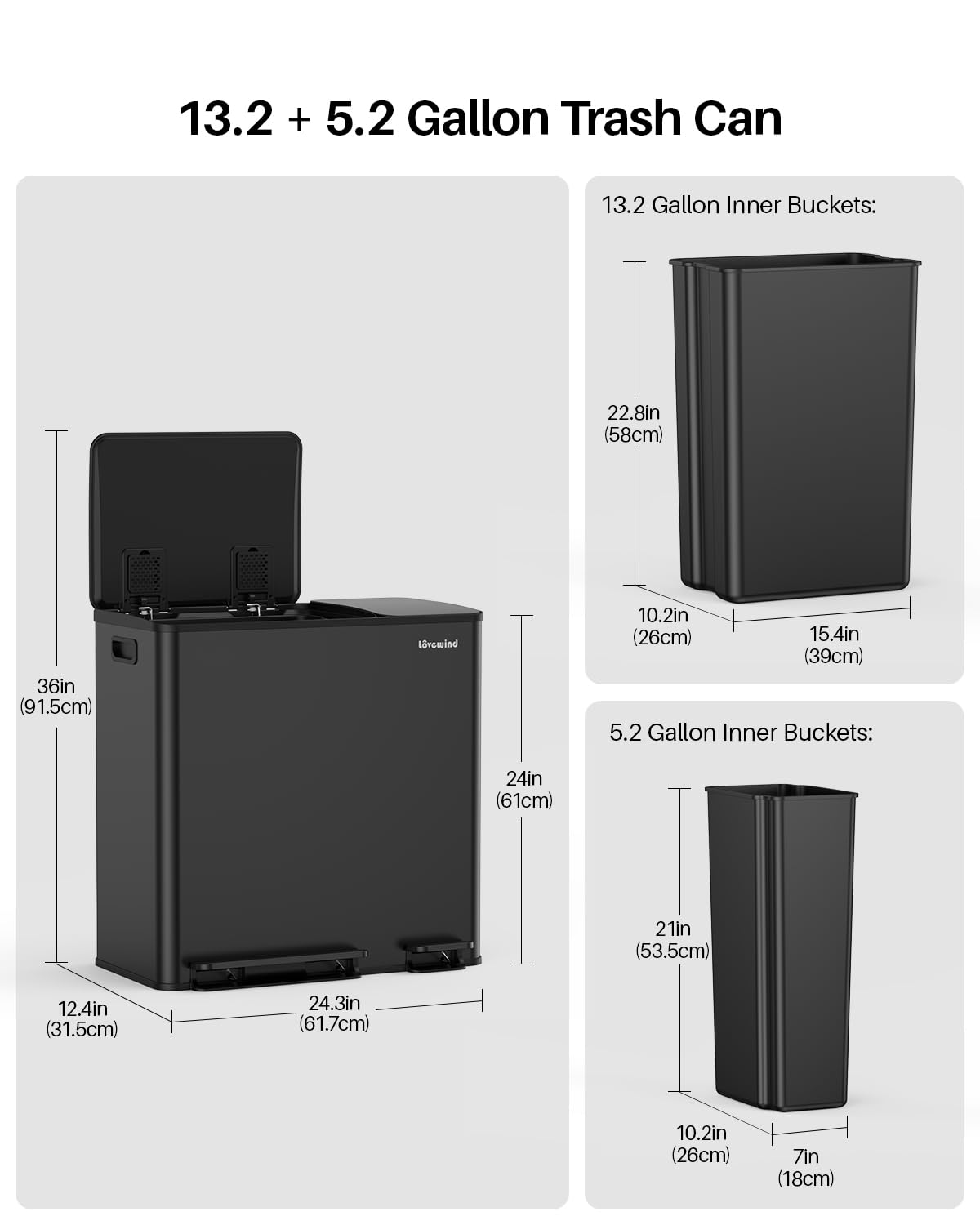 Dual Trash and Recycling Bins for Kitchen