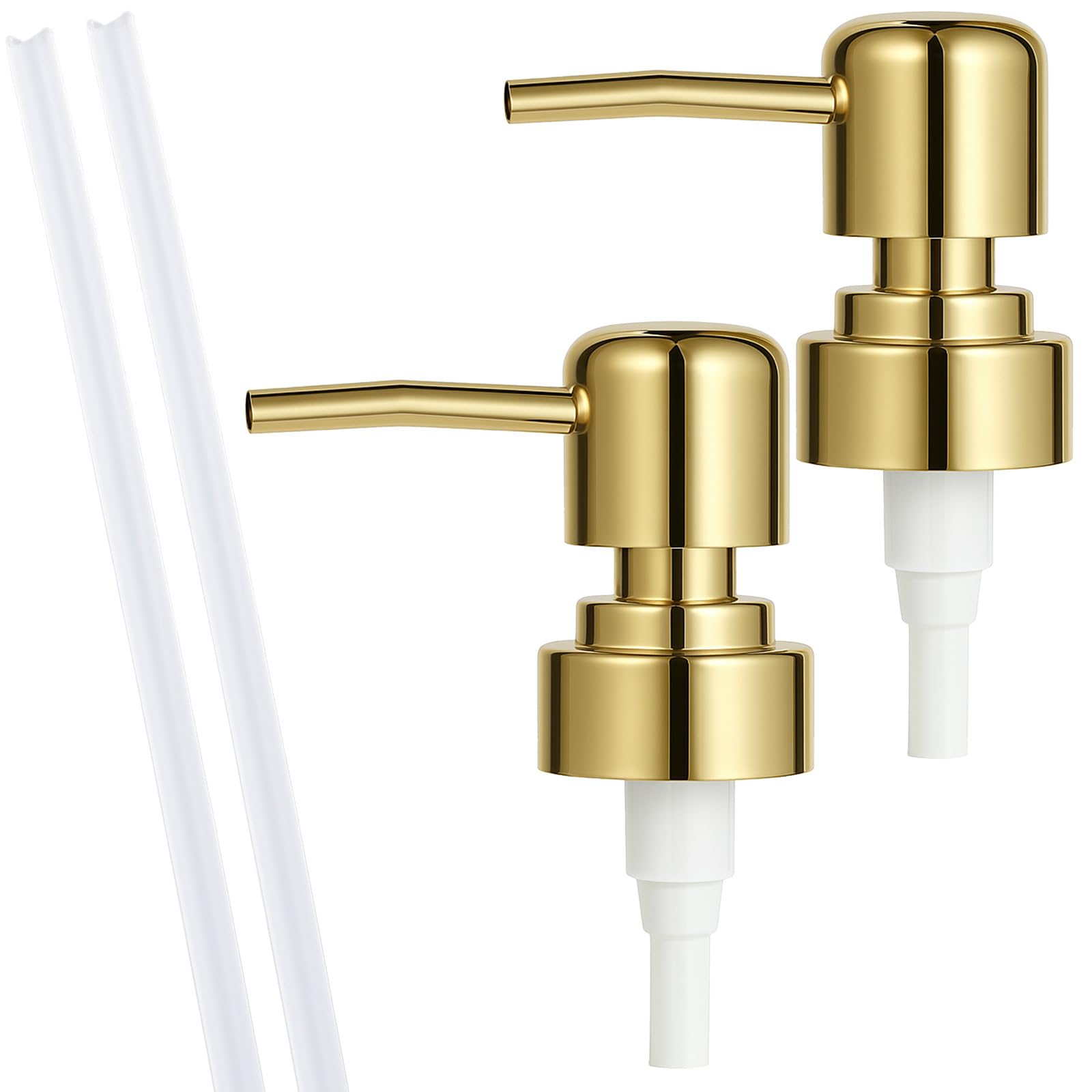 2 Pack Gold Soap Dispenser Pump Replacement Top Dispenser Pumps Refill Dispensers Liquid Hand Soap Dispensers Soaps Pumps Replacement for Lotion Regular Glass Mouth Bottles (2 Count)