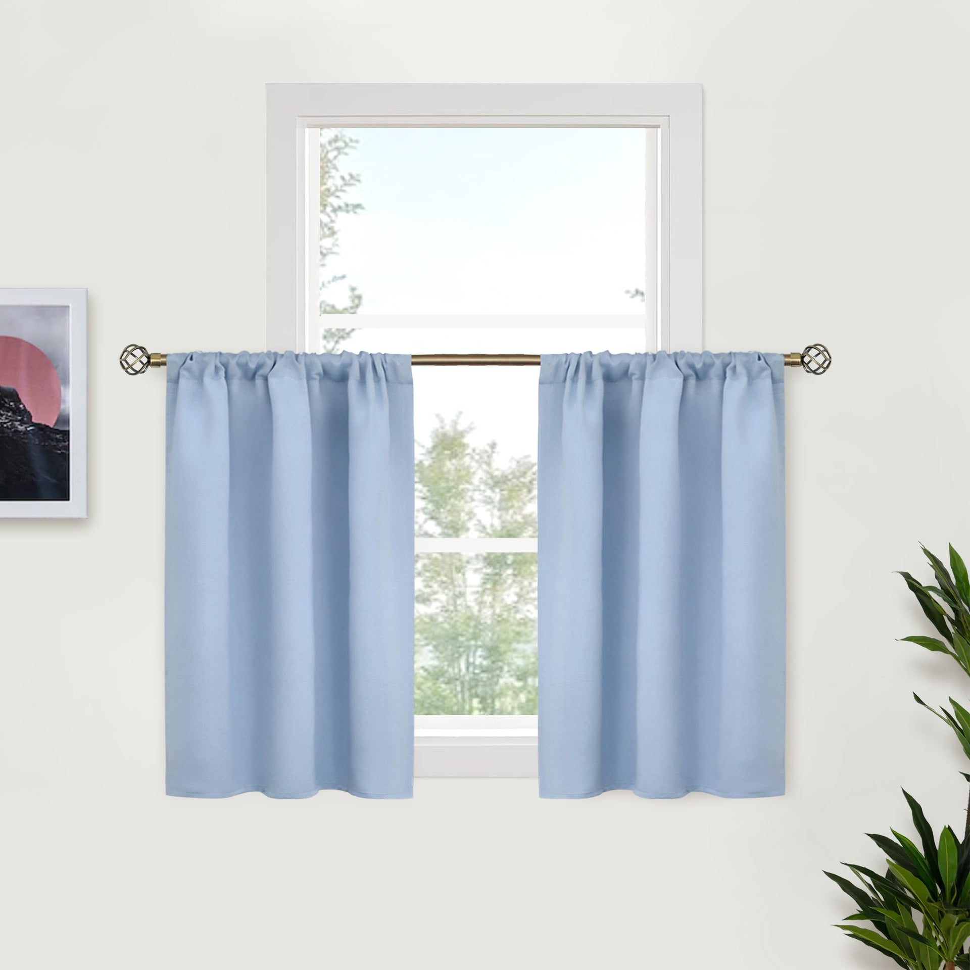 Small Blue Curtains 36 Inch Length (2 Count)