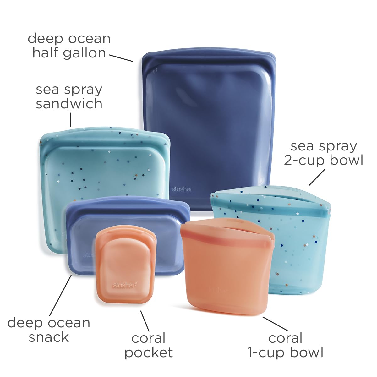 Silicone Reusable Food Storage Bags (6 Count)
