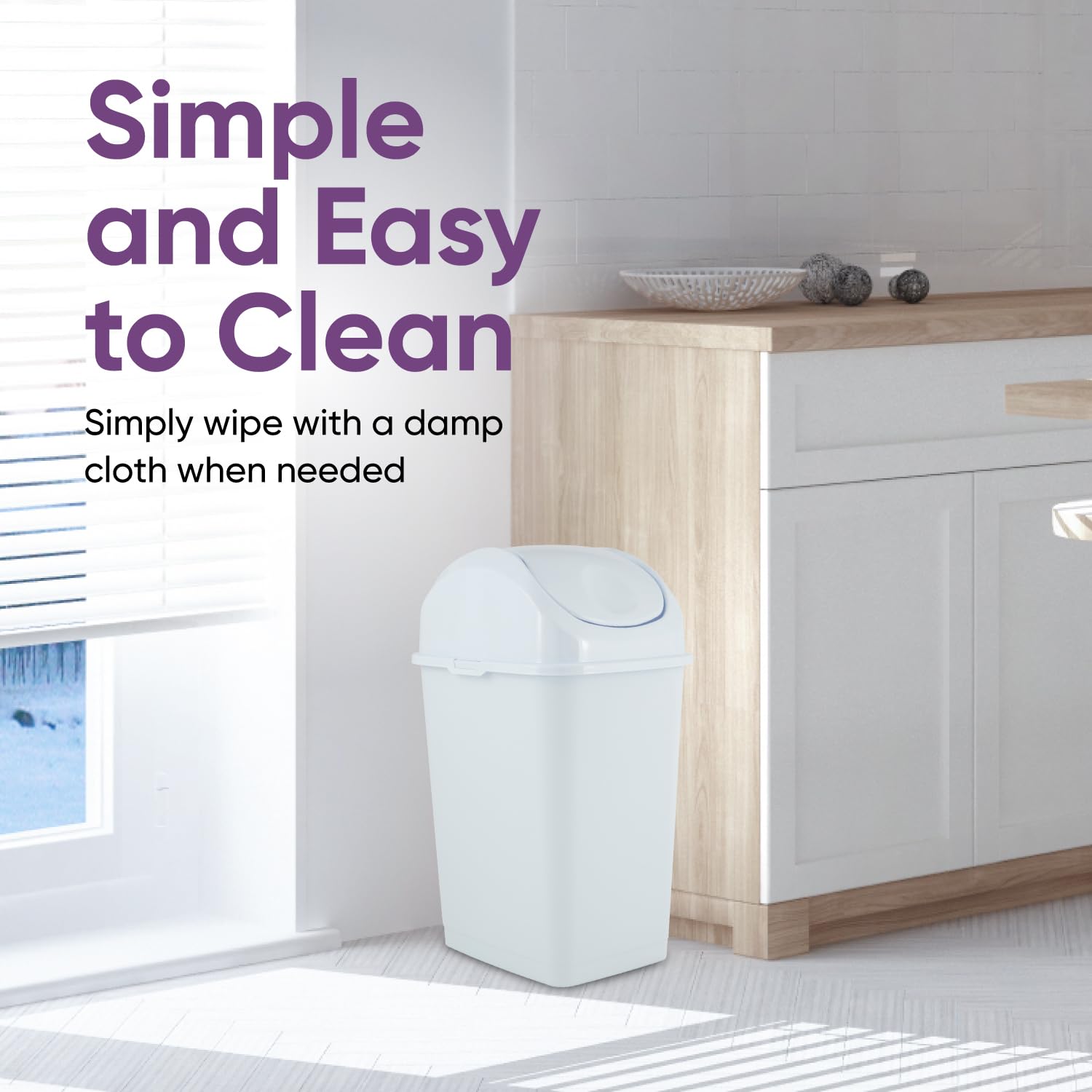 Kitchen Trash Can with Swing Top Lid 9 Gallon Slim Waste Bin 37 Qt Sturdy Plastic Garbage Can Medium Recycling Bin for Office (2 Count)