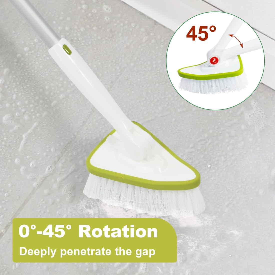 2 in 1 Bathroom Cleaning Brush with 48" Extendable Long Handle Detachable Scrub Brush with 2 Scrubber Heads and 2 Scouring Pad Head for Cleaning Bathtub Shower Bathroom Wall Bathtub Floor (4 Count)