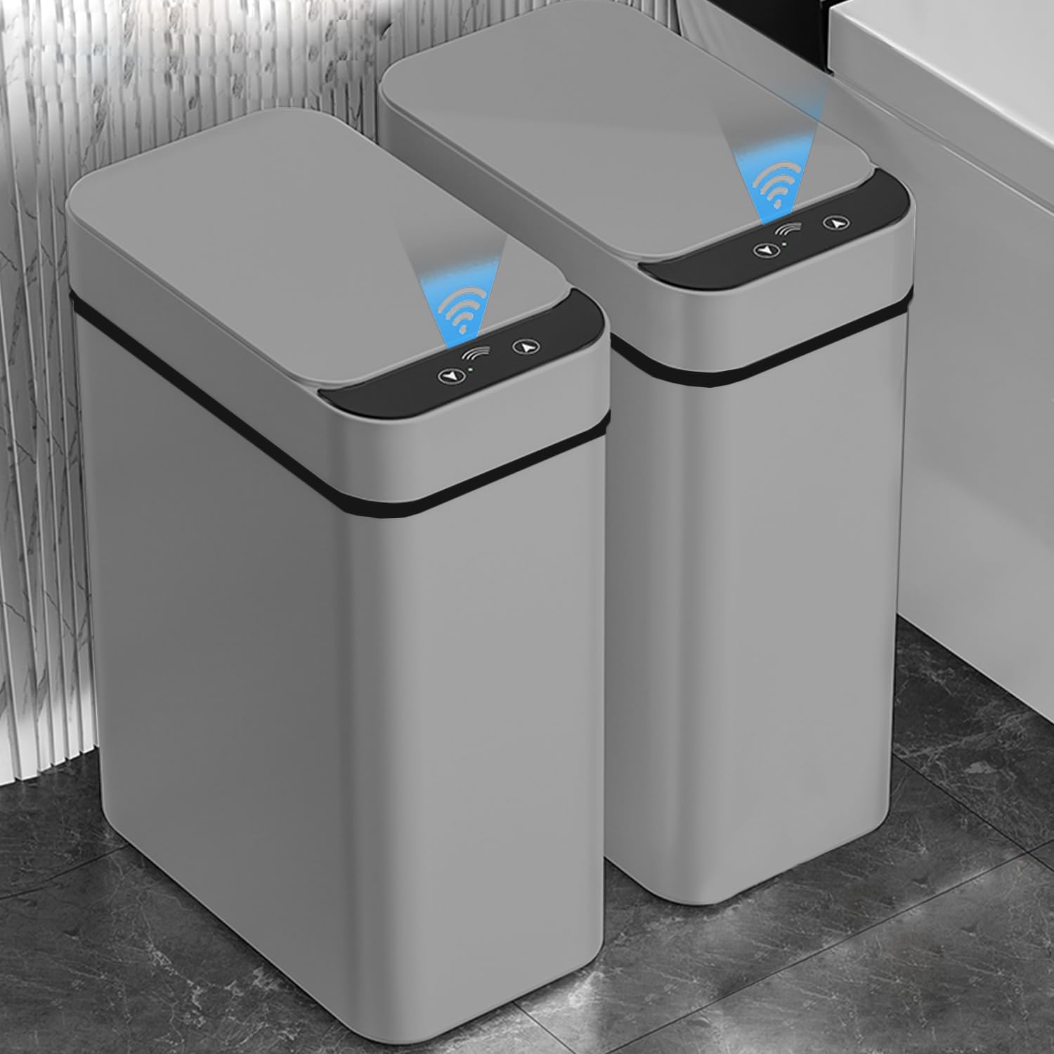 2 Pack 2.5 Gallon Motion Sensor Bathroom Trash Can (2 Count)