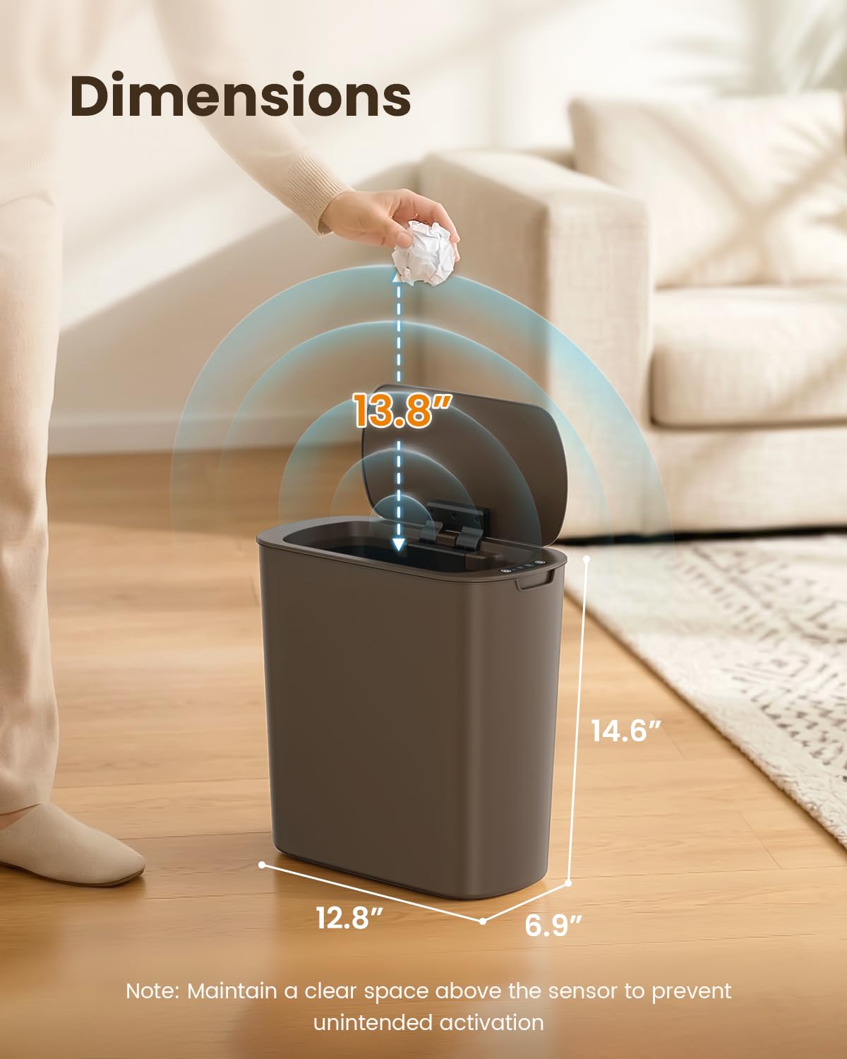 5 Gallon Automatic Bathroom Trash Can with Lid