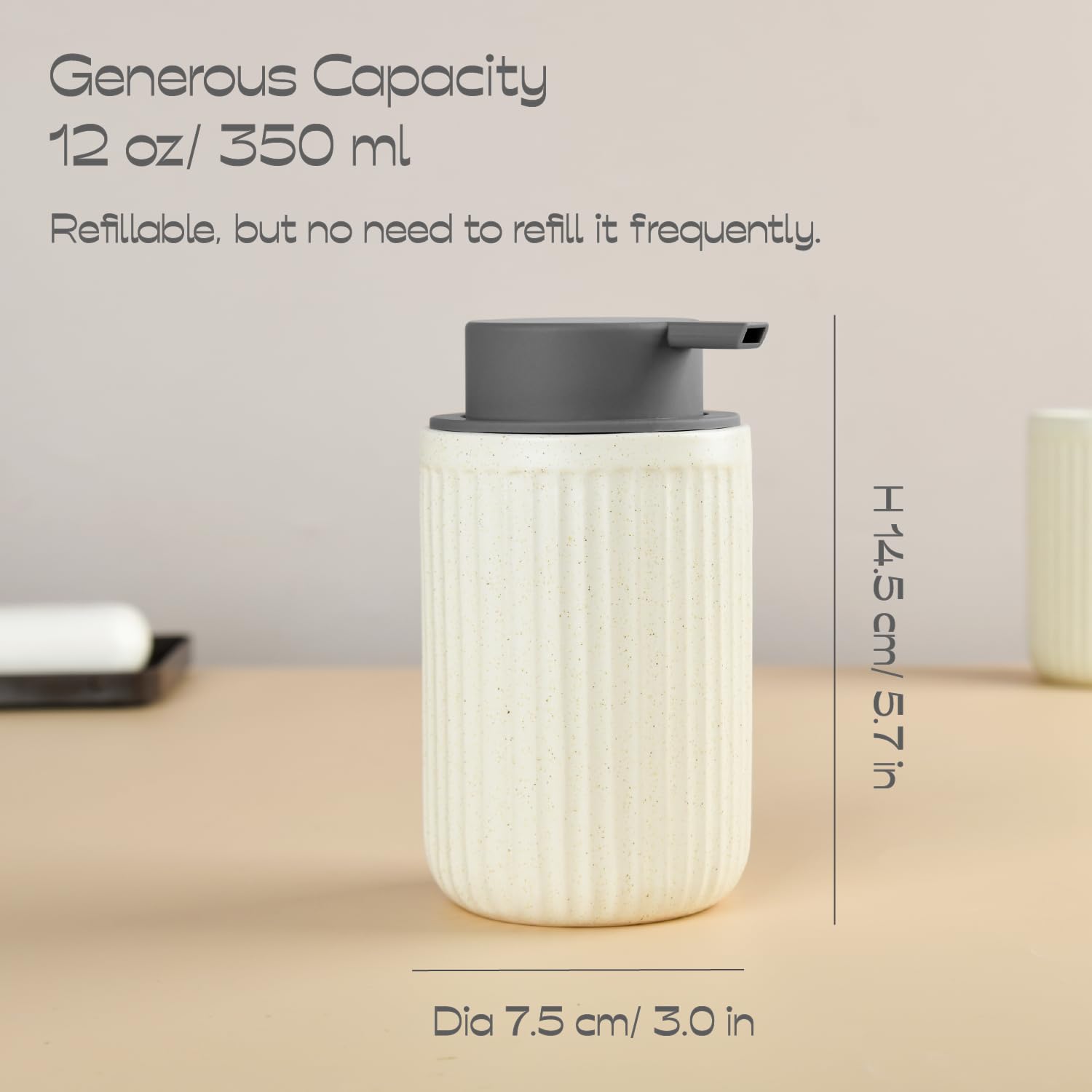 Speckled Beige Rippled Ceramic Foaming Soap Dispenser