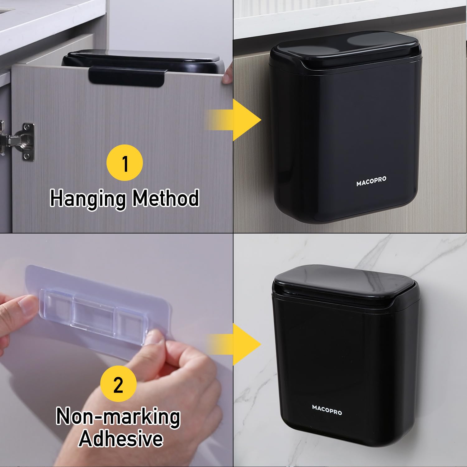 Compost Bin Hanging Trash Can with Lid Under Sink for Kitchen (337.92 Fl Oz)