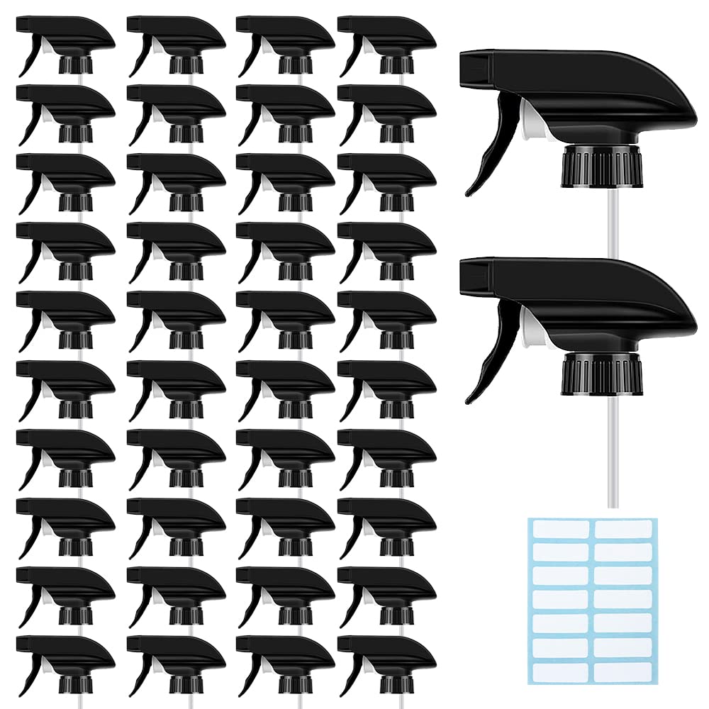 50PCS Spray Bottle Tops Black Trigger Sprayer Heavy Duty Replacement Nozzle with Mist Spray & Stream Sprayer (50 Count)