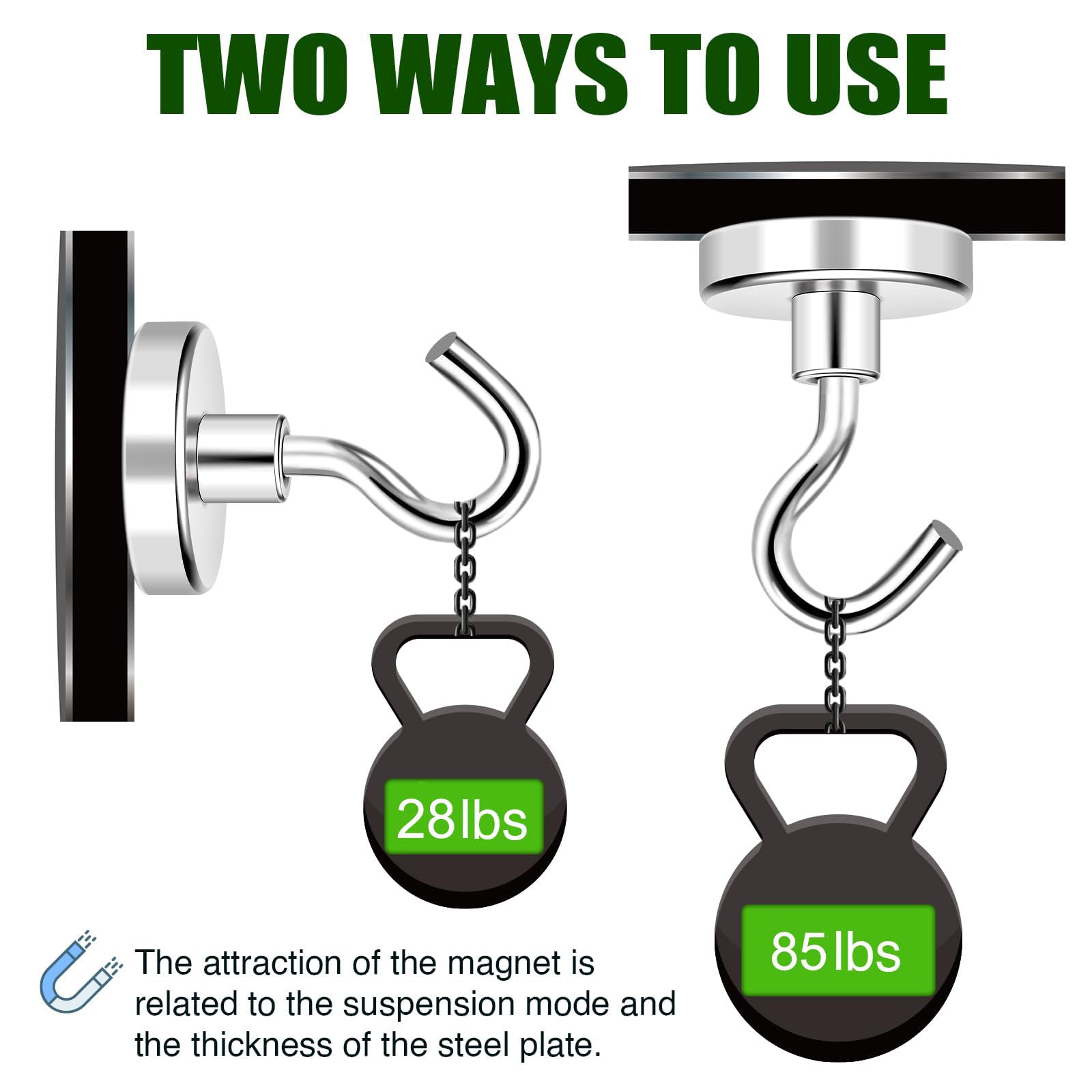 12 Pack Magnetic Hooks Heavy Duty 85lbs Strong Magnets