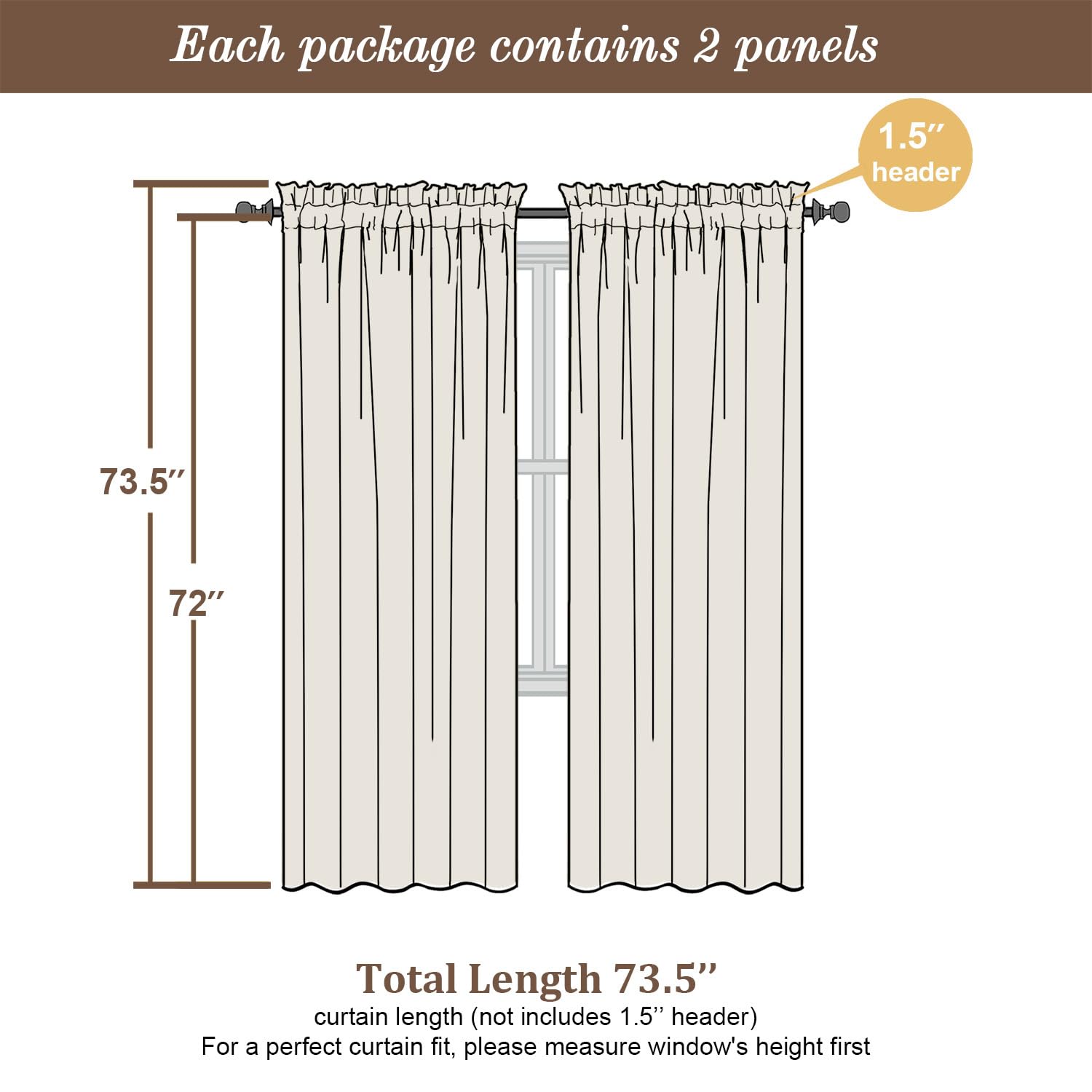 Sheer Curtains 72 Inch Length 2 Panels (2 Count)
