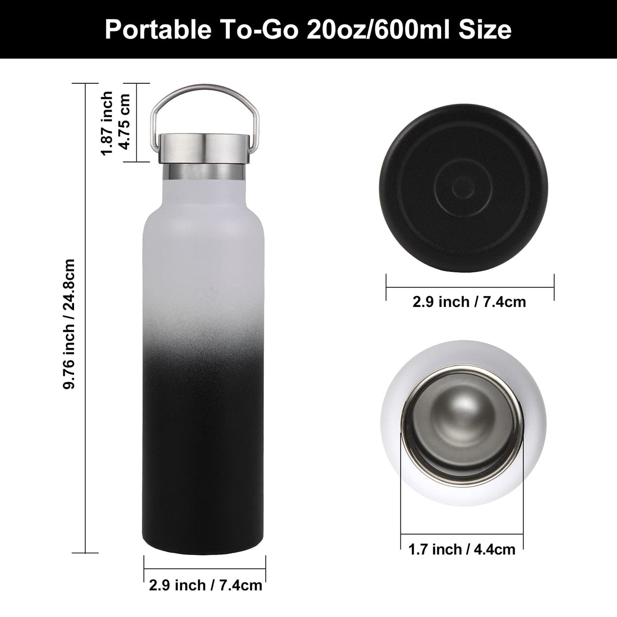 20 oz Insulated Water Bottles Bulk 2 Pack (2 Count)
