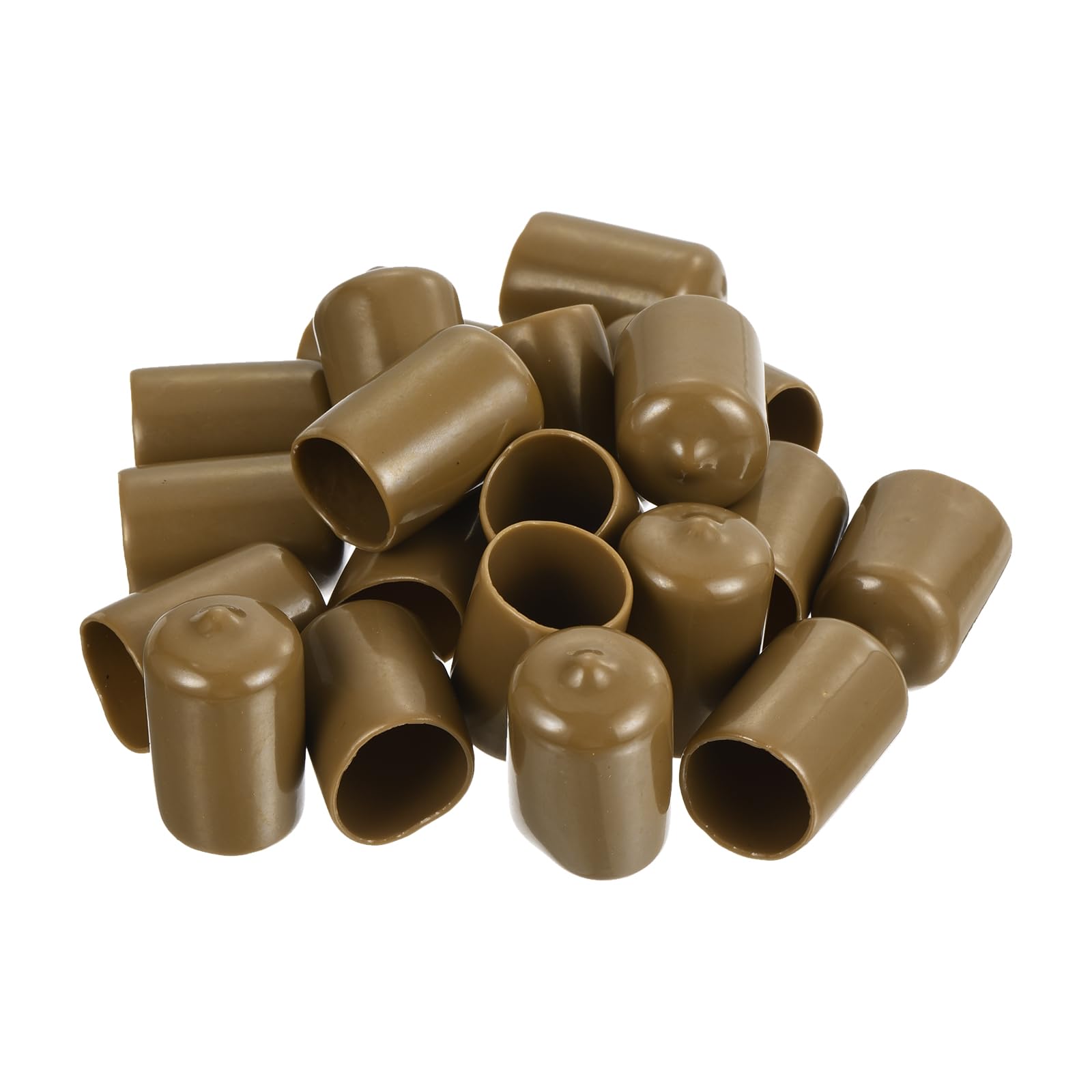 20pcs Rubber End Caps 18mm ID Vinyl PVC Round Tube Bolt Cap Cover Screw Thread Protectors Light Brown