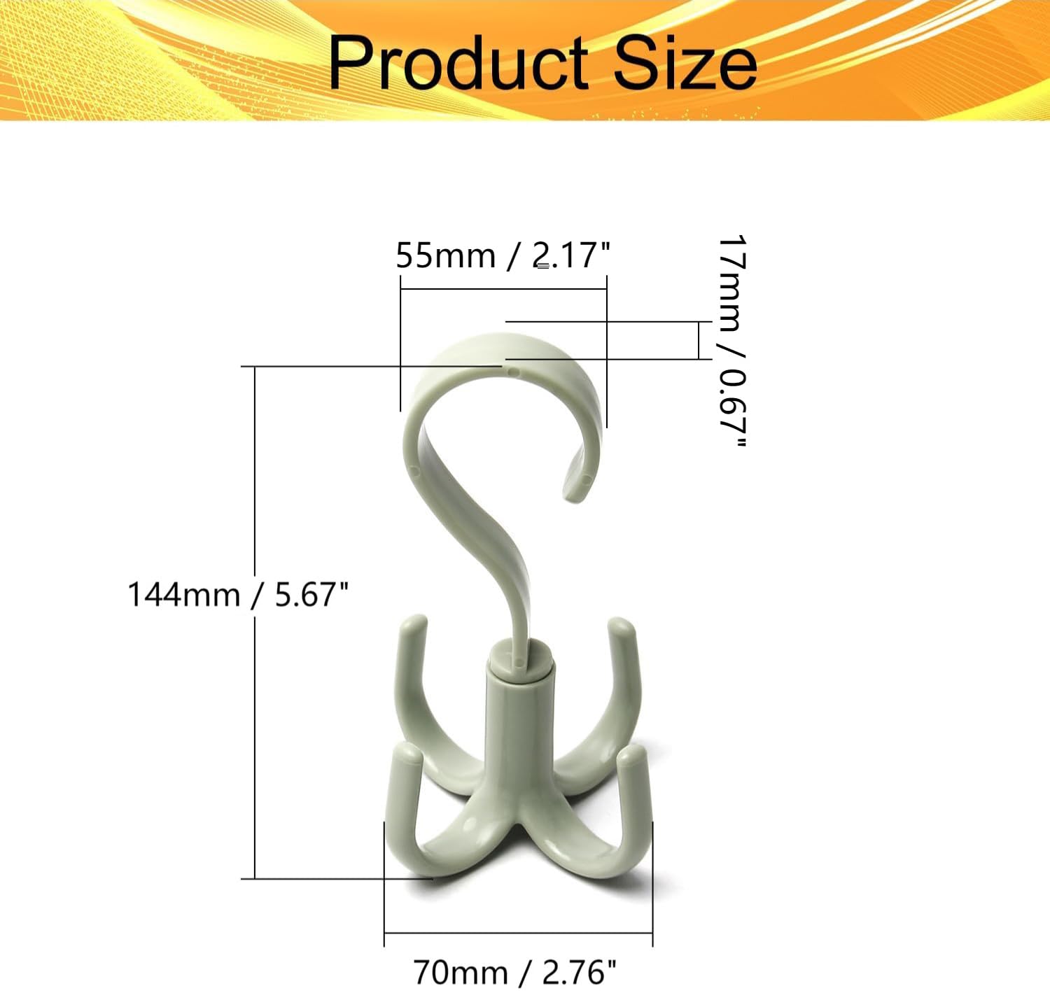 2Pcs Rotating Belt Hanger 360 Degrees Rotatable Organizer with 4 Hooks for Drying Towels Bras Clothes Gloves Plastic Laundry Sock Drying Hanger Nordic Green (2 Count)