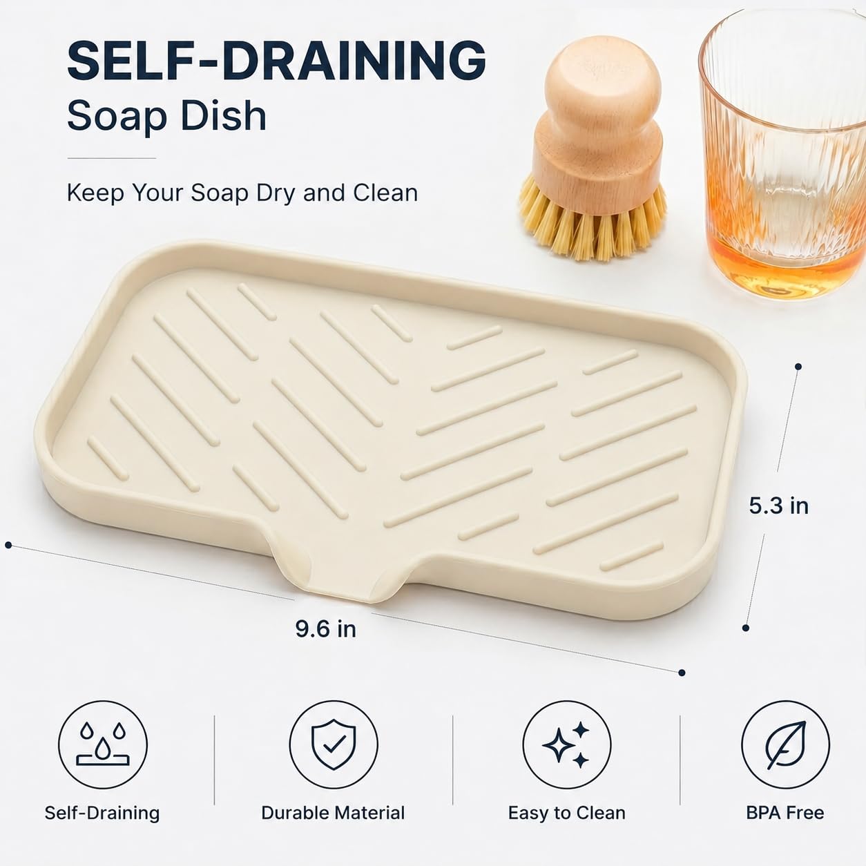 Silicone Soap Dish with Drain Spout