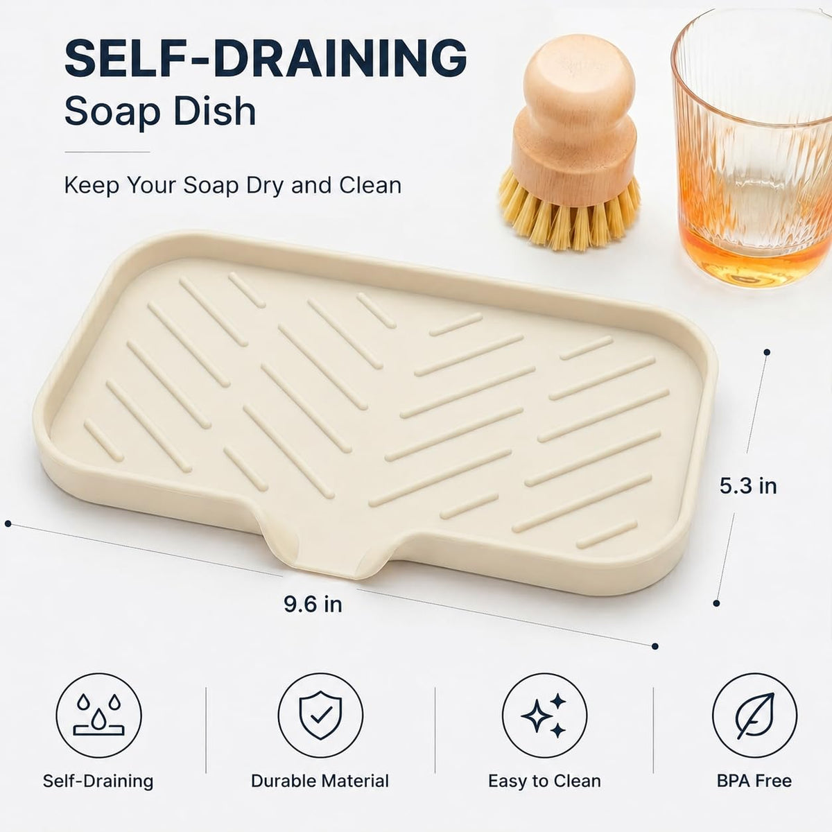 Silicone Soap Dish with Drain Spout