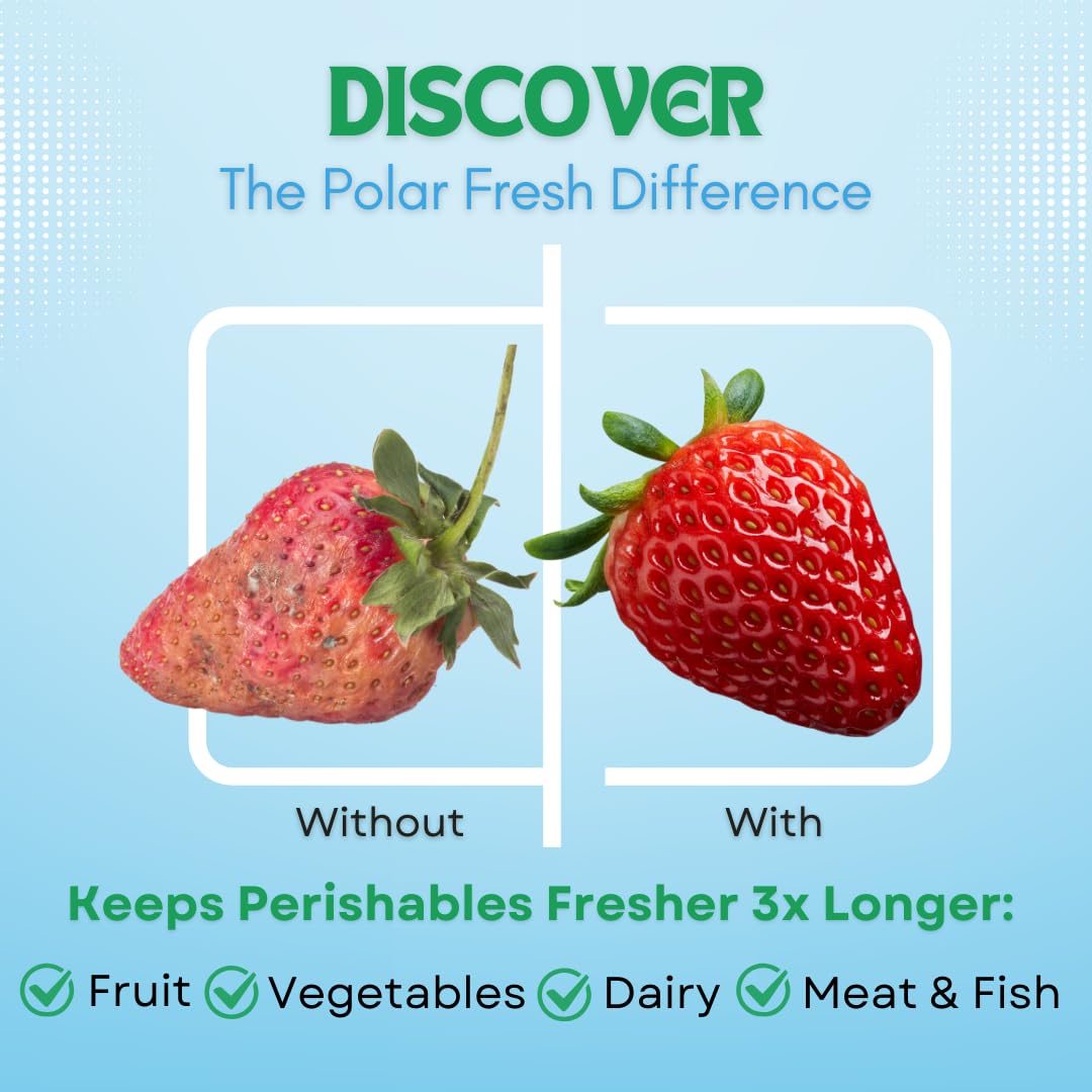 All-in-1 Refrigerator Deodorizer & Produce Saver by Polar Fresh 3 Pack – Fridge Odor Eliminator, Ethylene Gas Absorber, Fridge Moisture Absorber & Efficiency Booster; Surpasses Baking Soda & Charcoal (3 Count)