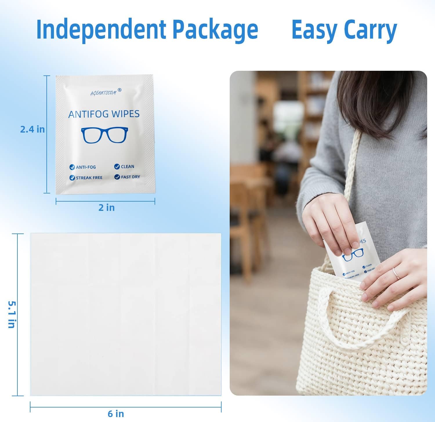 Anti Fog Wipes for Glasses (100 Count)