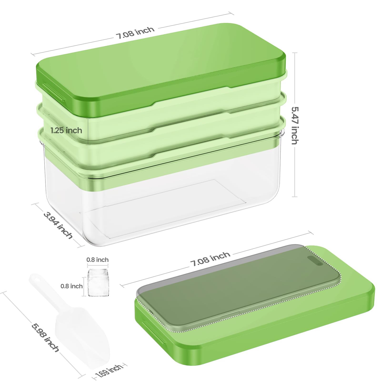 Ice Cube Tray with Lid and Bin