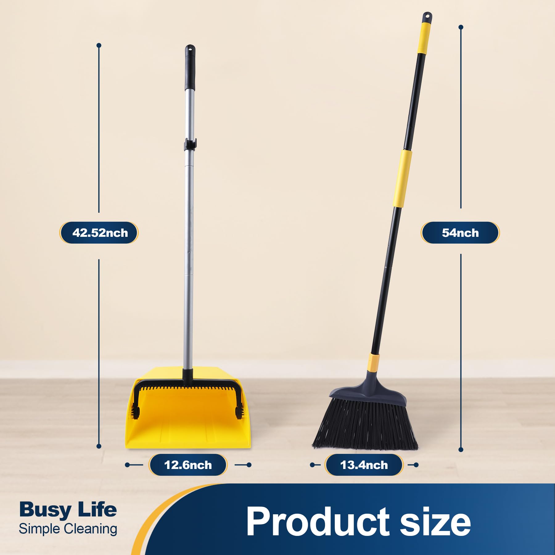 Commercial Broom and Dustpan Set with Comb Commercial Outdoor Indoor