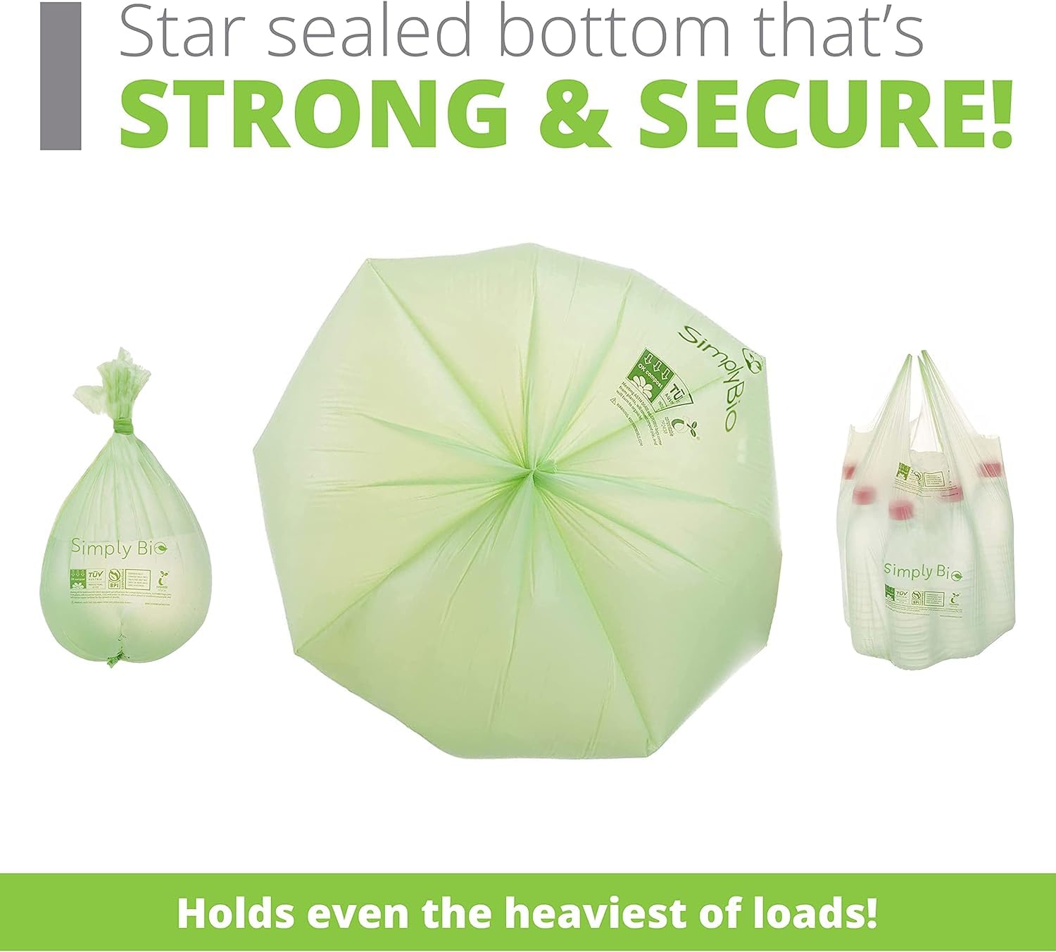 3 Gallon Compostable Trash Bags with Handle (80 Count)