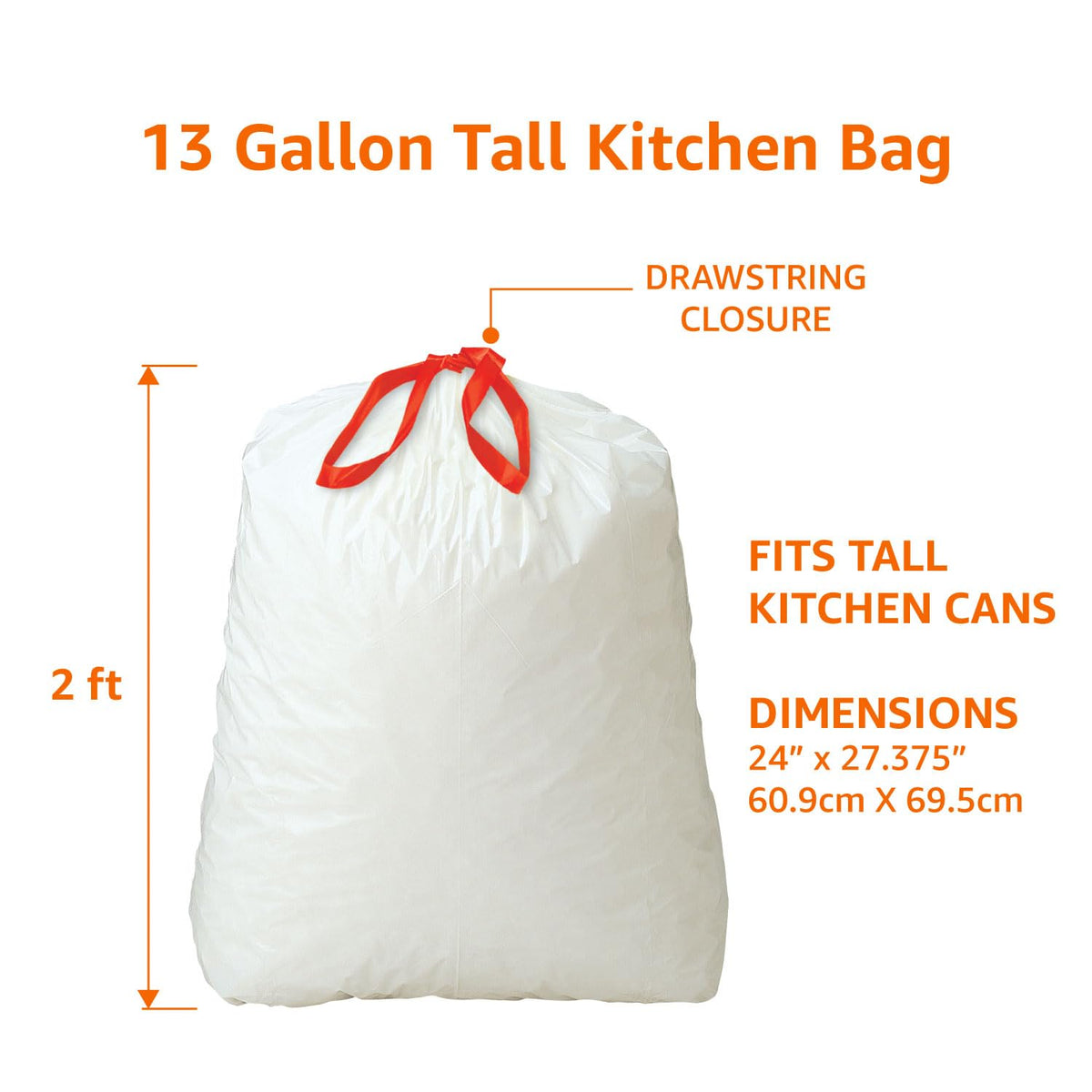 13 Gallon Tall Kitchen Drawstring Trash Bags (120 Count)