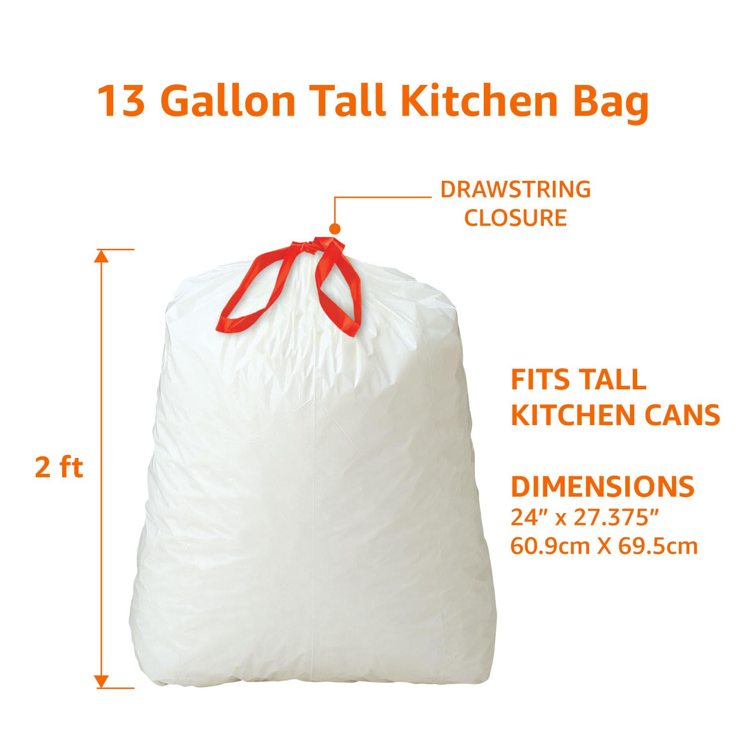 13 Gallon Tall Kitchen Drawstring Trash Bags (45 Count)