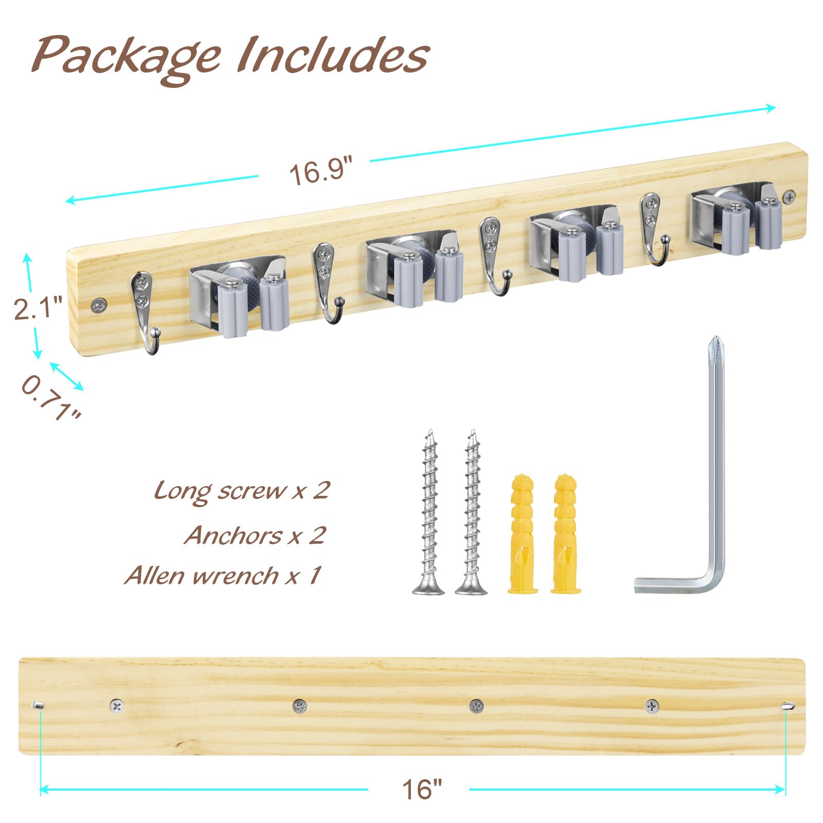 Mop and Broom Holder Wall Mount