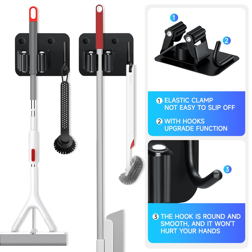2 Pack Broom Holder with Heavy Duty Hooks (6.24 Ounce)