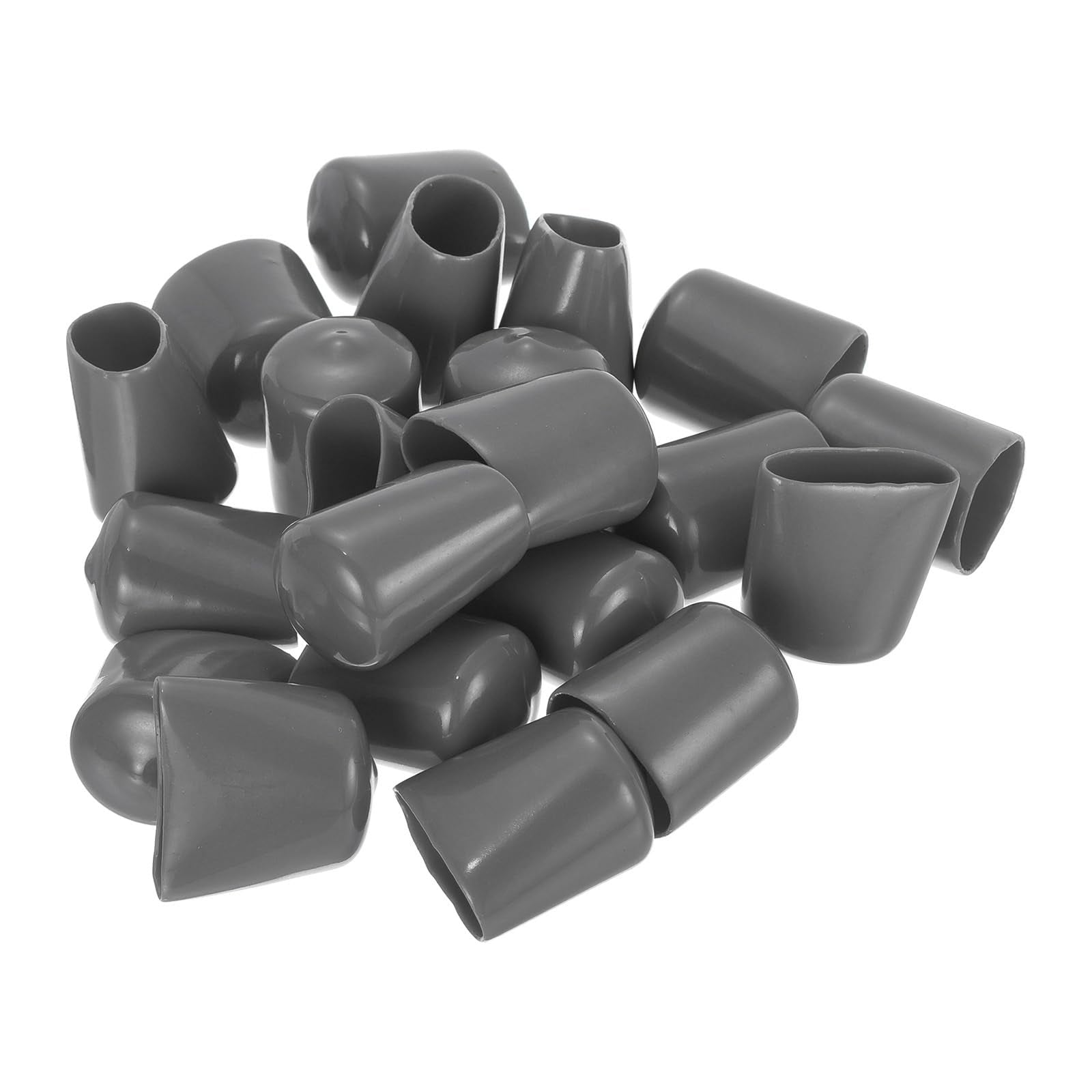 20pcs Rubber End Caps 20mm ID Vinyl PVC Round Tube Bolt Cap Cover Screw Thread Protectors Dark Grey