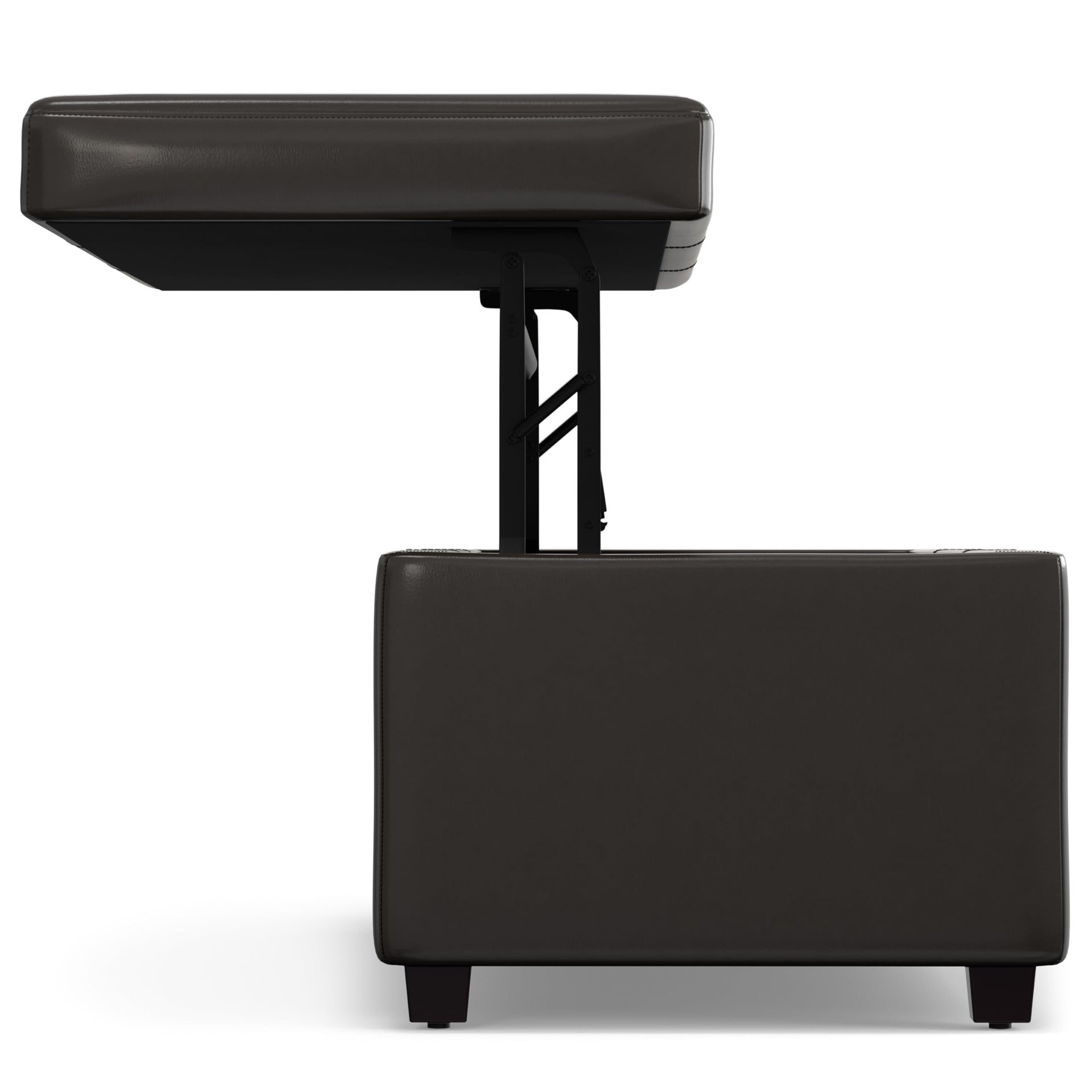 Avalon 44" Wide Vegan Leather Storage Ottoman in Tanners Brown