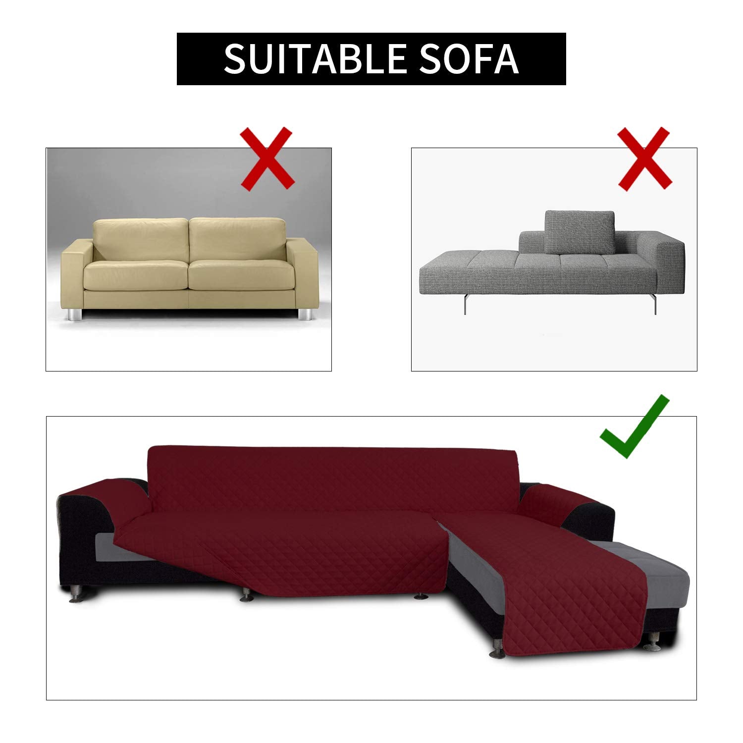 Sofa Slipcover L Shape Sofa Cover Sectional Couch Cover Furniture Protector Mat for Pets Dog Cat