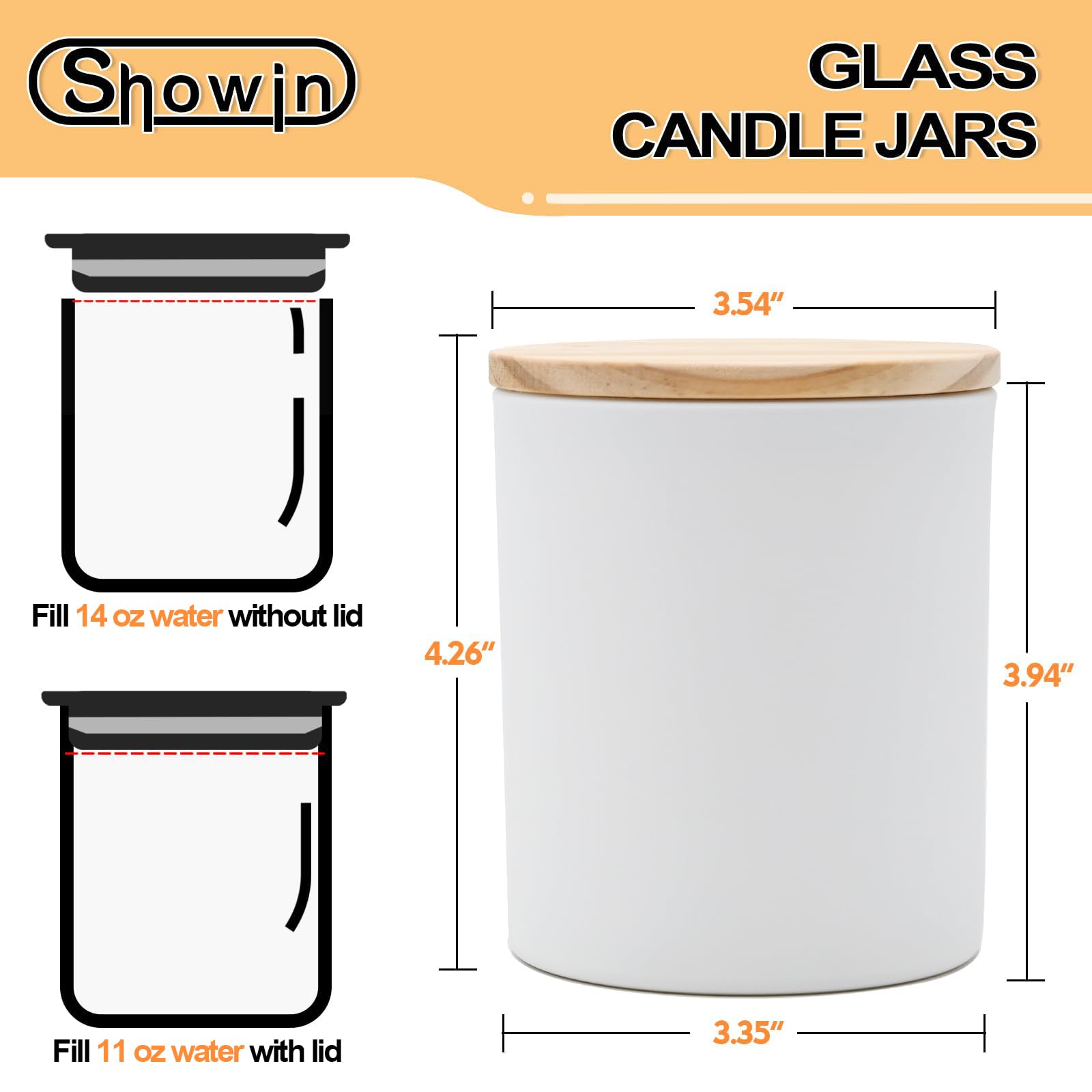 14 OZ Thick Candle Jars for Making Candles 12 Pcs (12 Count)