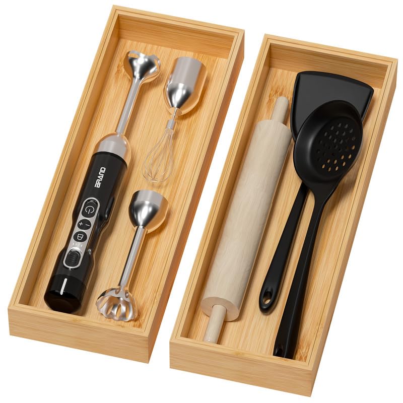 Bamboo Drawer Organizer for Kitchen & Bath (2 Count)