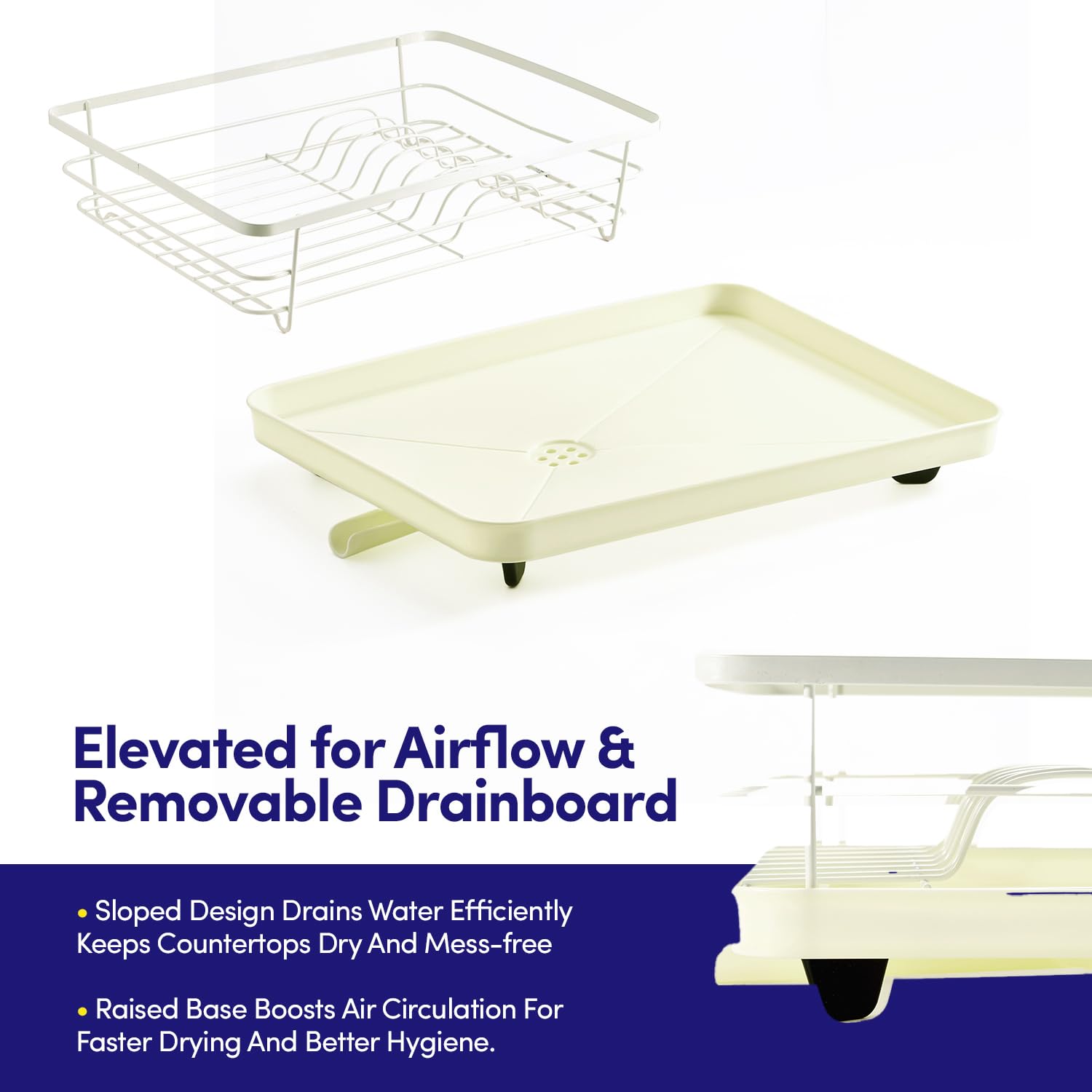 Dish Drying Rack 3 Piece Dish Drainer with Drainboard Set for Kitchen Counter