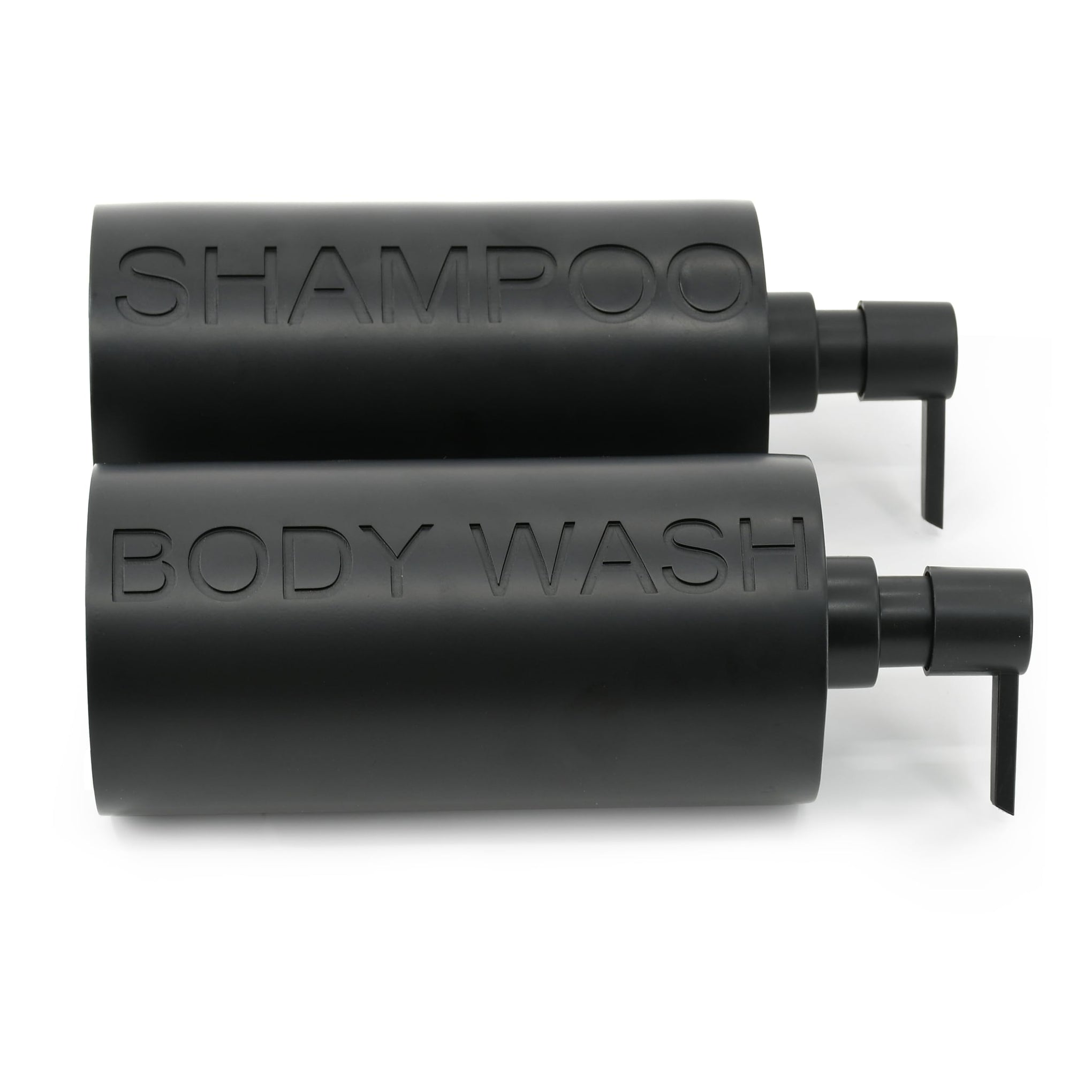 2 Pack Matte Black Resin Refillable Shampoo & Body Wash Bottles