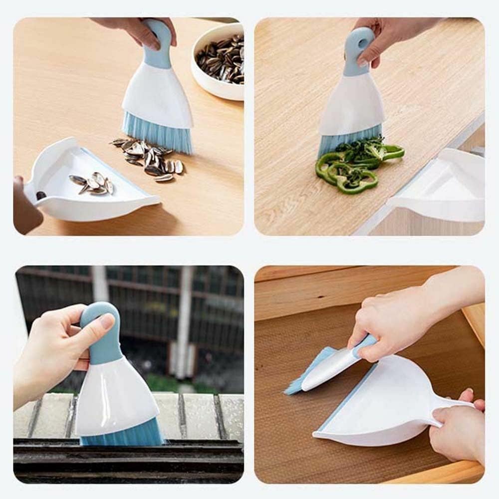 Dust pan Broom Brush Dustpan Small Broom and Dustpan Set（Light Blue (2 Count)