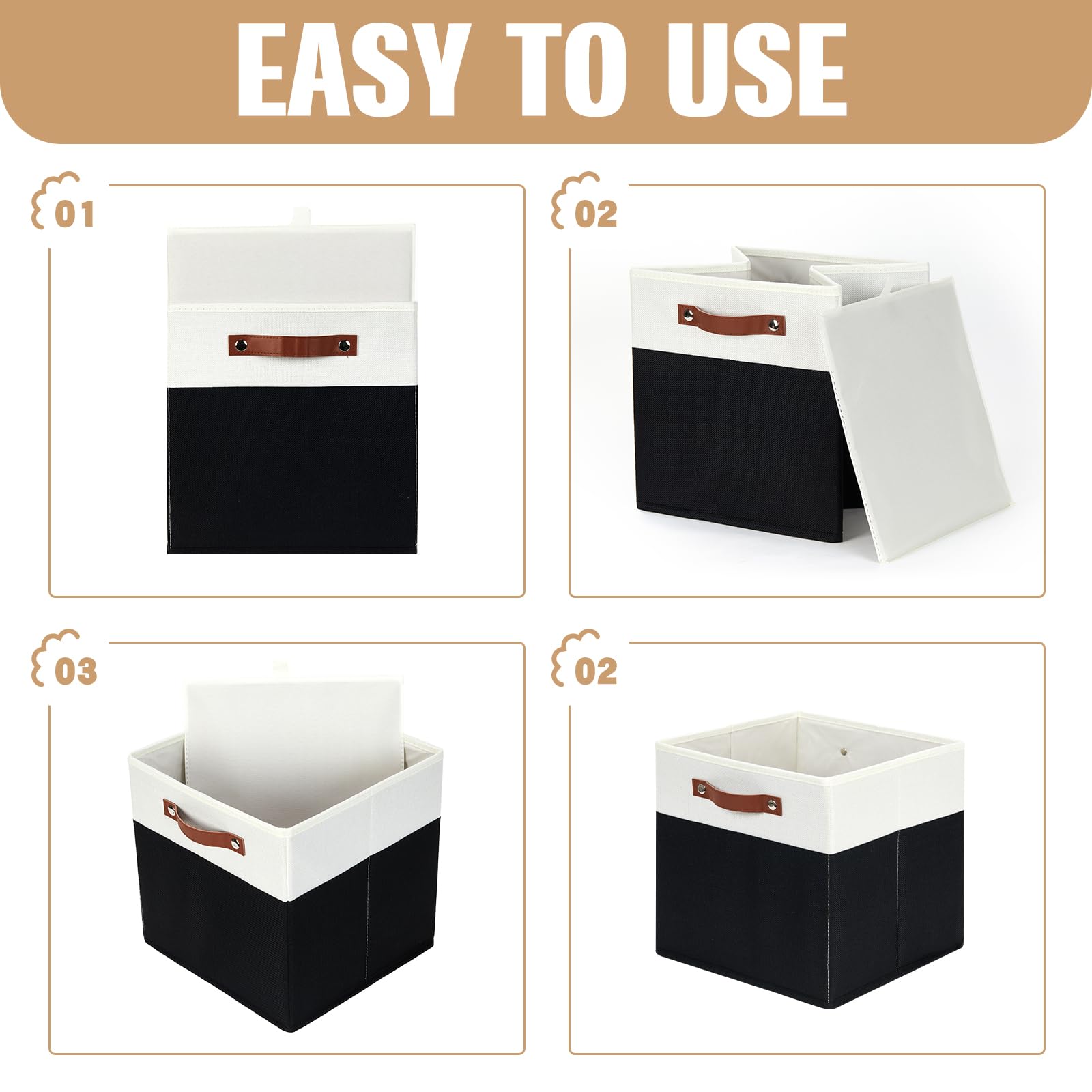 Fabric Storage Bins for Shelves (4 Count)
