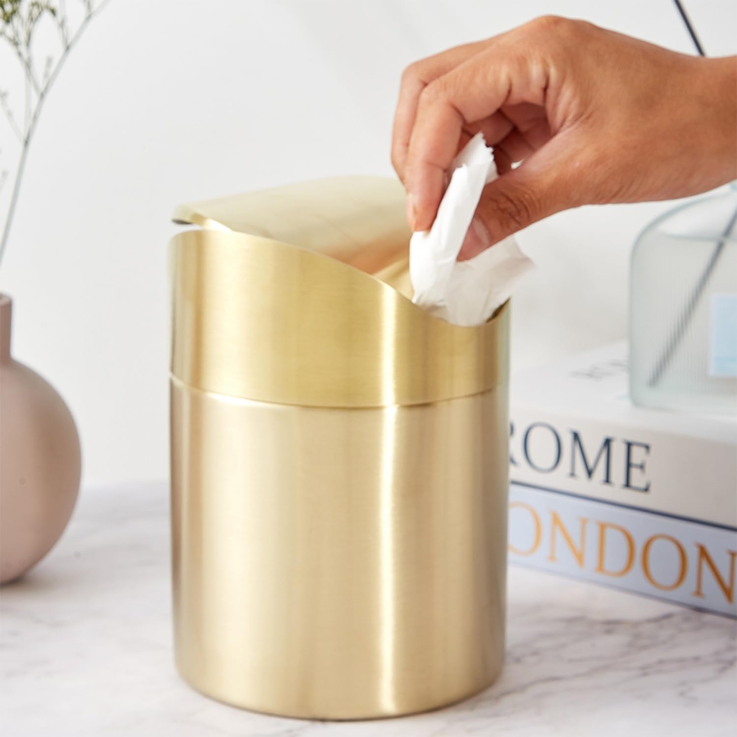 Stainless Steel Trash Can with Swing Lid