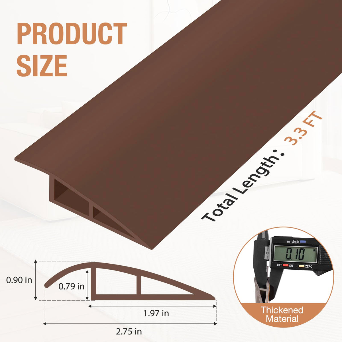 Floor Transition Strip Self Adhesive Vinyl Door Threshold Strip (3.3 Foot)