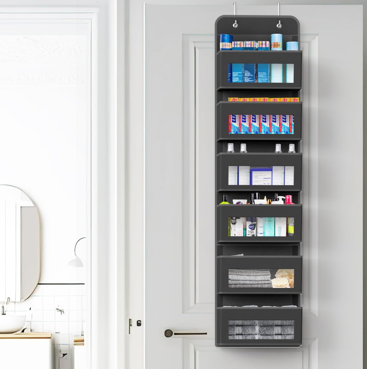 6 Clear Pocket Over Door Hanging Organizer