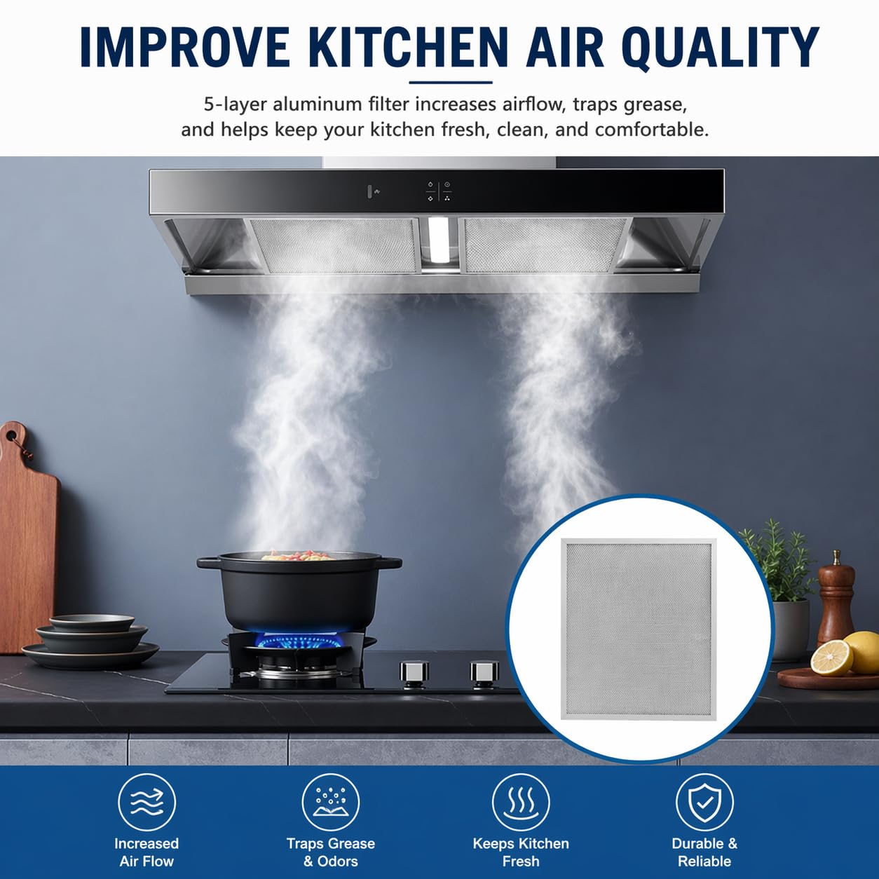 Range Hood Aluminum Mesh Filter (4 Count)