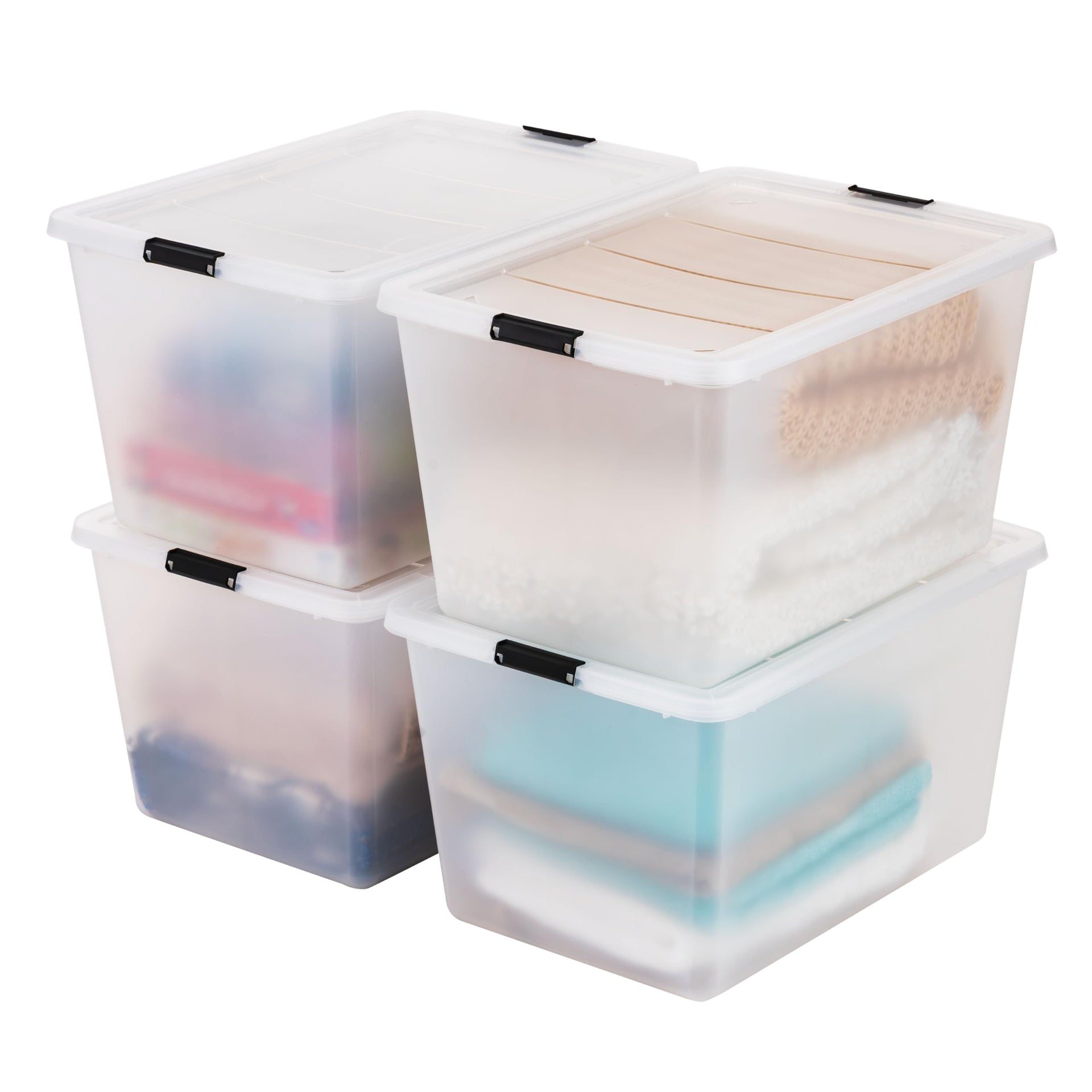4 Pack 55 Quart Clip Box with Latching Lid (4 Count)