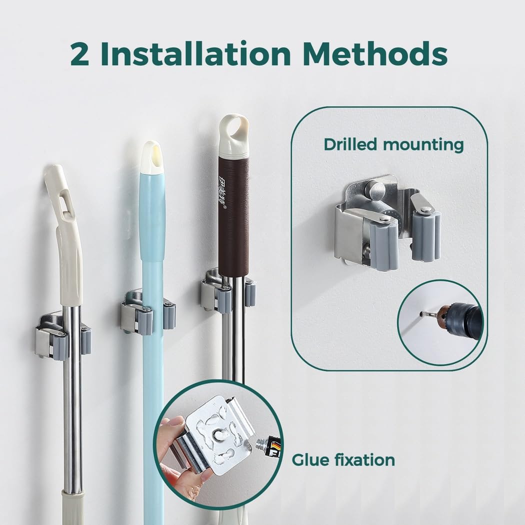 Wall Mount Mop & Broom Holder Set