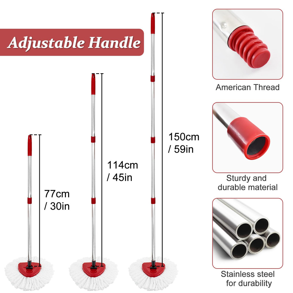 Spin Mop Handle Replacement for Ocedar (5 Count)