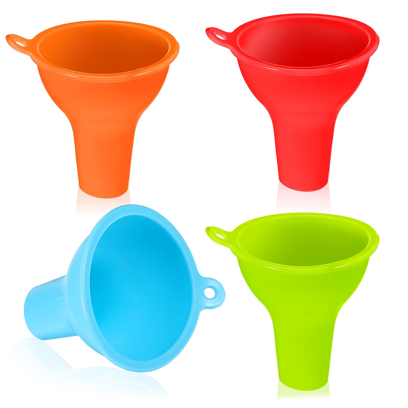 4Pcs Funnels for Kitchen Use Filling Bottles Silicone Funnel Wide Mouth Funnel Multi Color Flexible Condiment Funnels Kitchen Gadgets Accessories for Filling Water Bottle Liquid Transfer (4 Count)